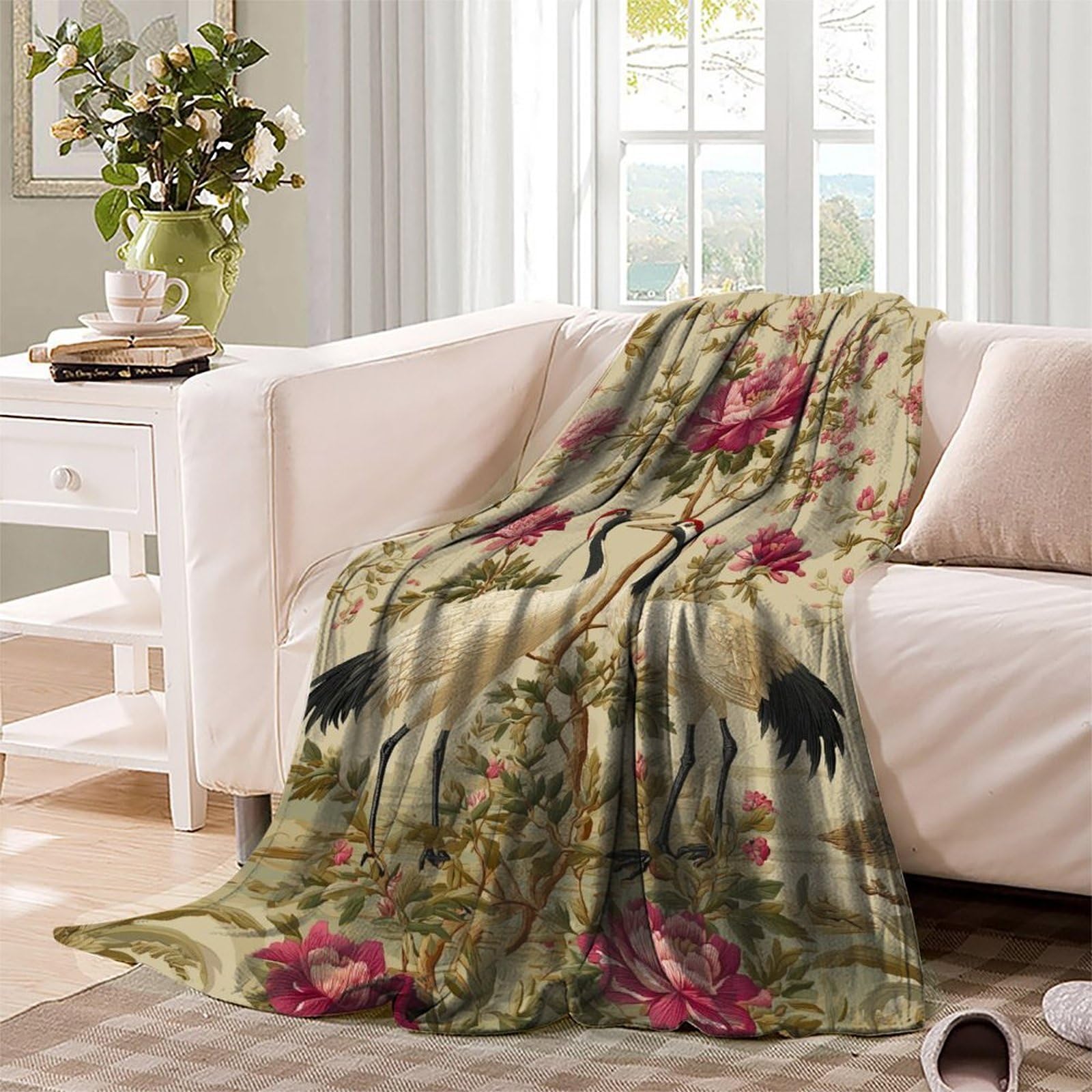 Flore et faune luxuriantes Ropa Cama Para Adolescente Estampada Manta De Felpa Cómoda Y Suave Y Esponjosa Adecuada Para Sofá Cama Sofá 80x90inch(200x230cm)