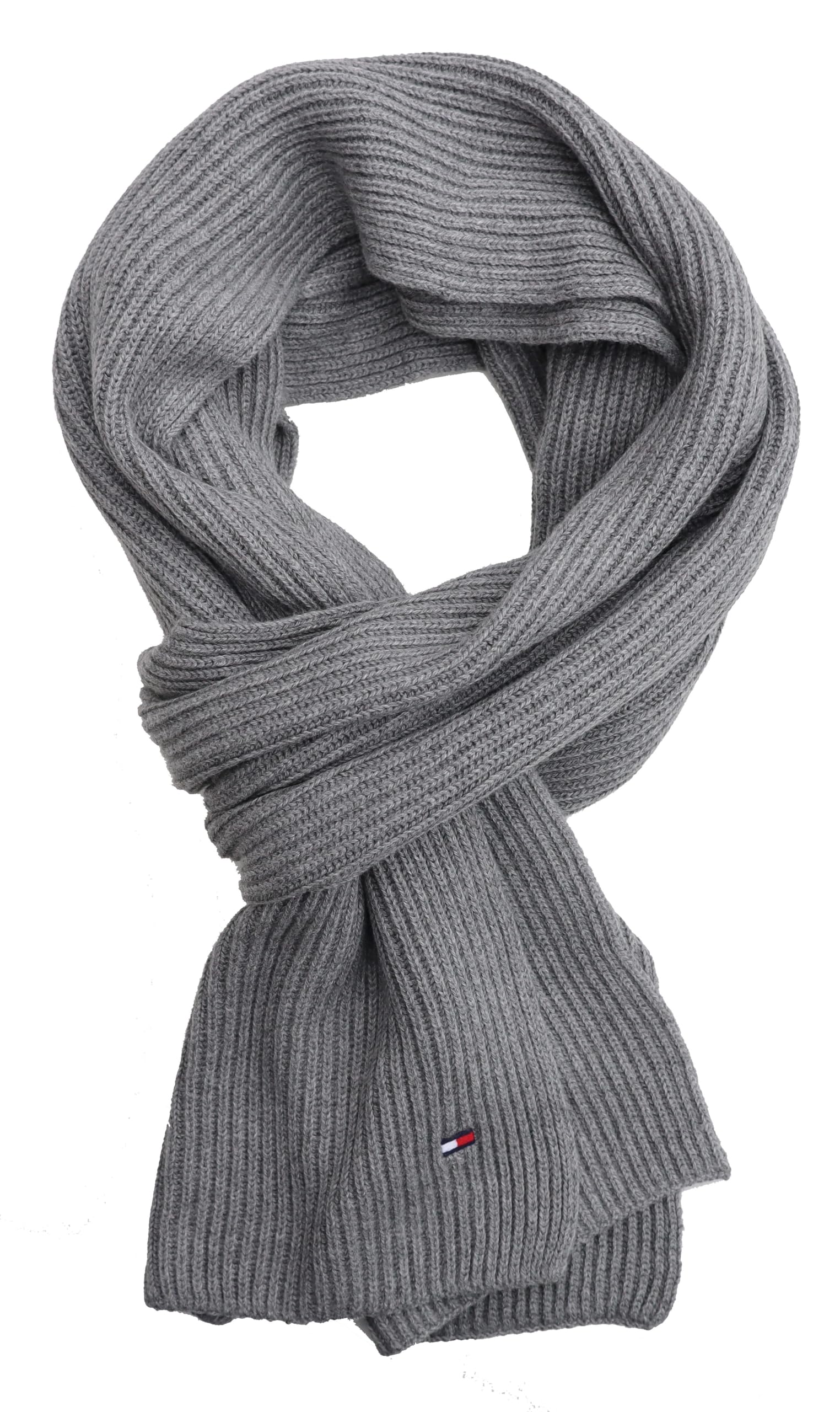 Tommy Hilfiger Gray Knitted Scarf Cotton Cashmere Scarf Grey Heather