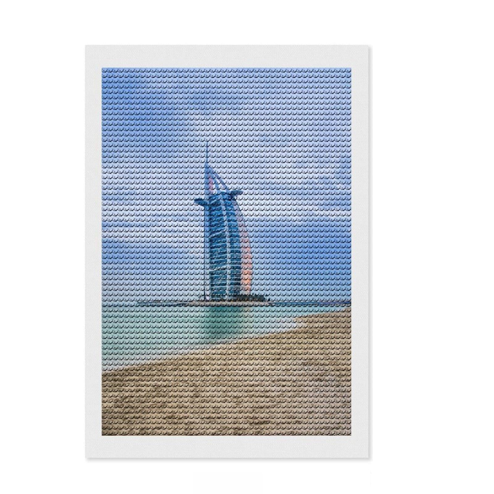 Junmoney Dubai Diamond Art Canvas 8"x12", for Teens, Neat Printed Canvas, Birthday Gift, Vintage Style Decor, Finish and Display