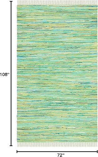 Miniatura 2 de SAFAVIEH Montauk Collection - Alfombra de área de 6 x 9 pies, color verde, tejido plano de algodón, hecha a mano, ideal para zonas de alto tráfico