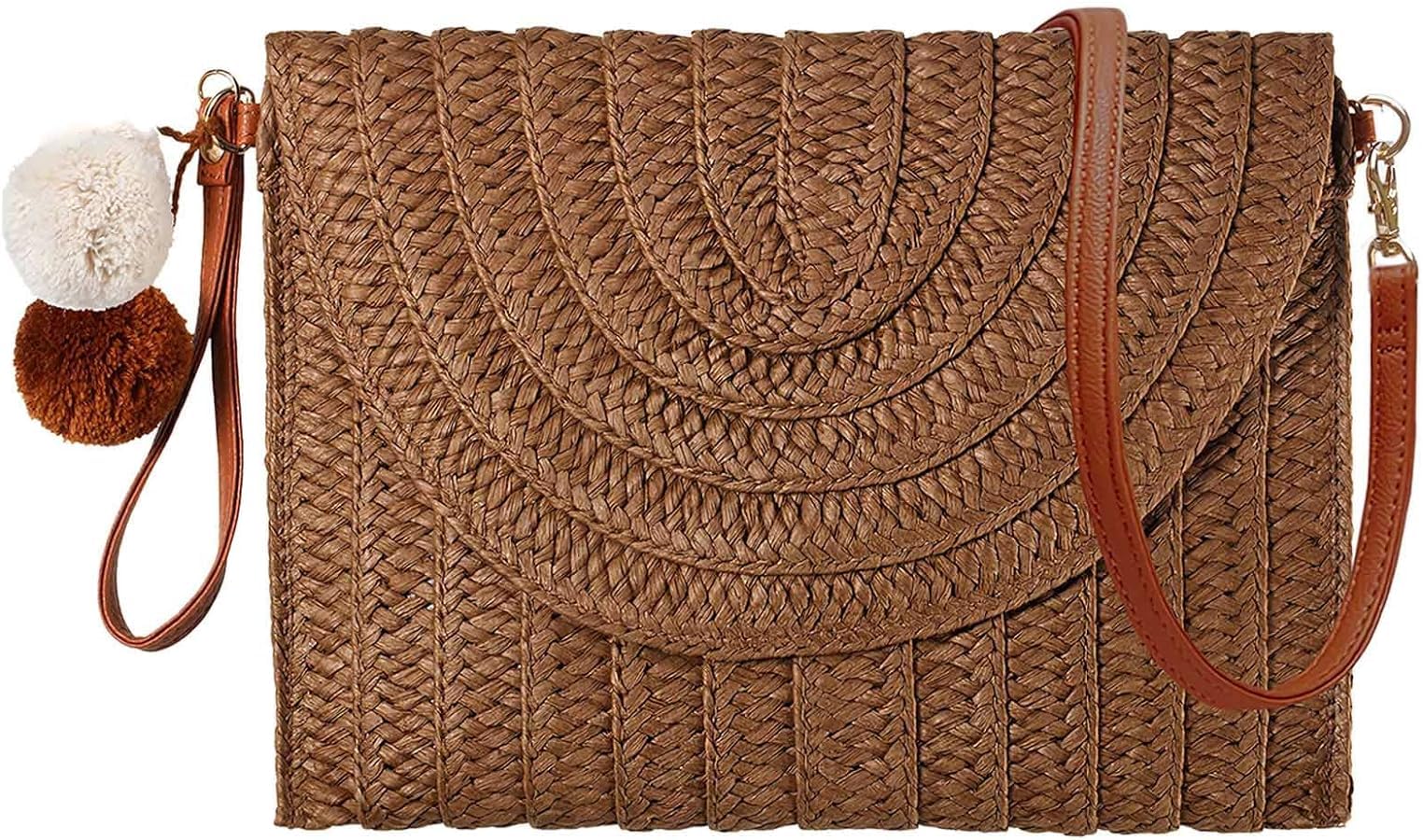 MAIRO LIFESTYLE Straw Wicker Handmade Boho Summer Beach Small Crochet Bag (Envelope Dark Brown) (B0CWYCFFRT) Amazon Price History, Amazon Price Tracker