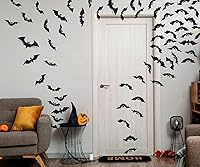 Vista 6 de MISS FANTASY Decoraciones de Halloween, decoración de pared de murciélagos 3D para interiores con ojos brillantes para el hogar, habitación, baño