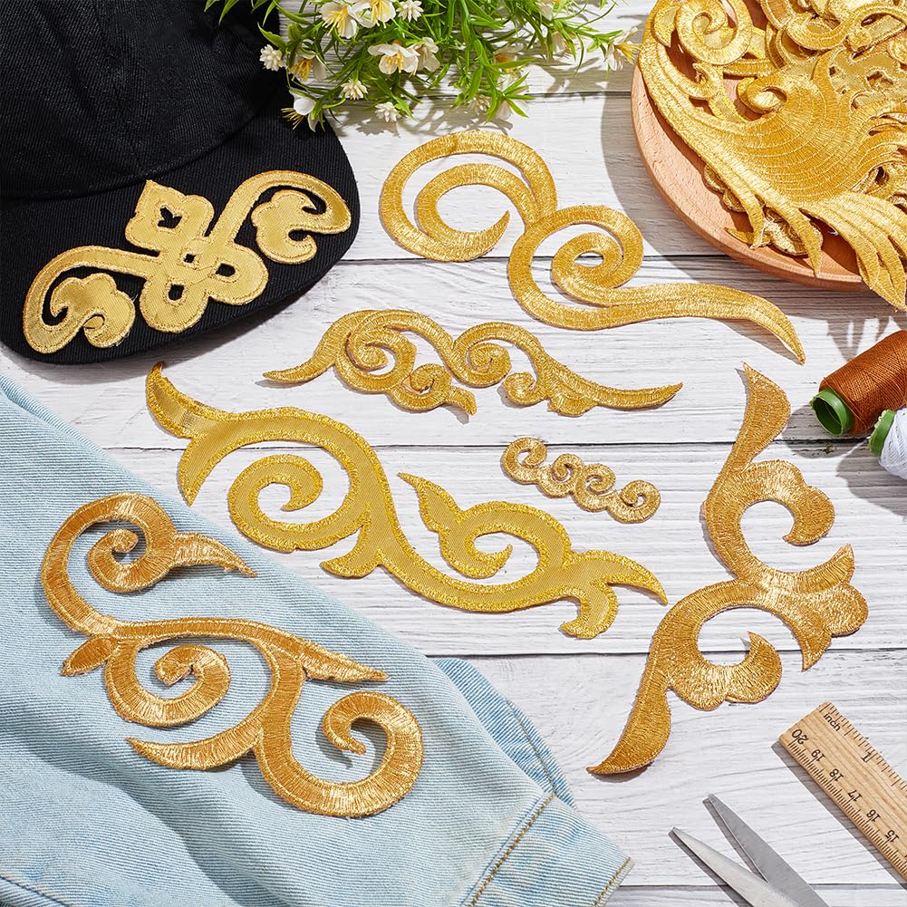 16 Patch Ricamo Fiore In Pizzo Dorato - Termoadesive O Da Cucire, 8 Stili, Per Vestiti E Fai-Da-Te - Foto 13