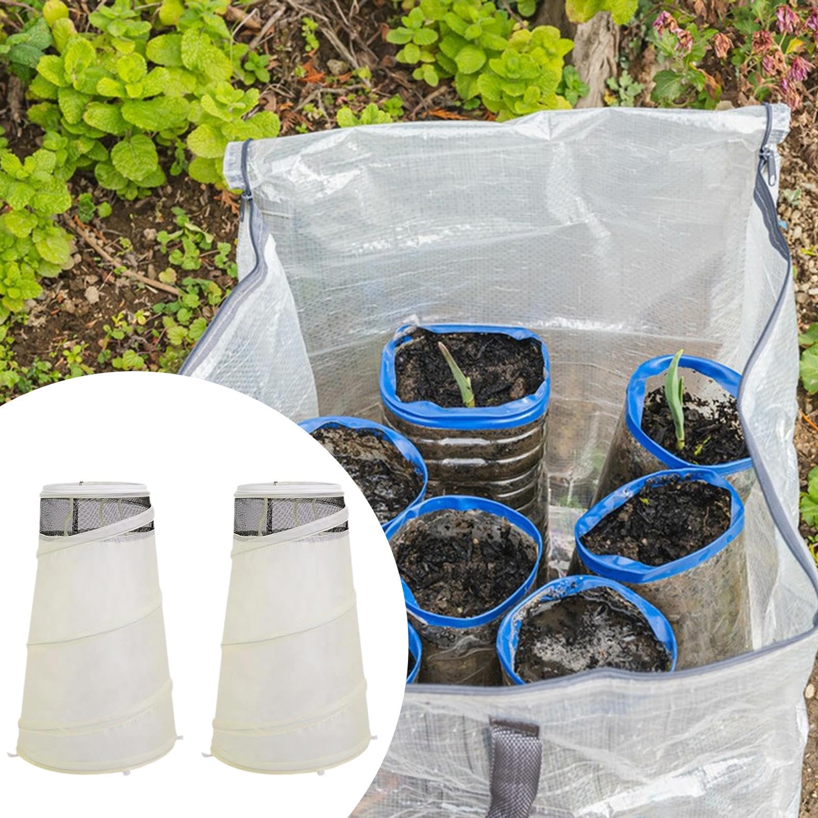 Fenteer Cubierta para, protección contra heladas con Cremallera, Tela antiheladas para plántulas, Resistente al frío, para arbustos, hortalizas en, 2 Piezas