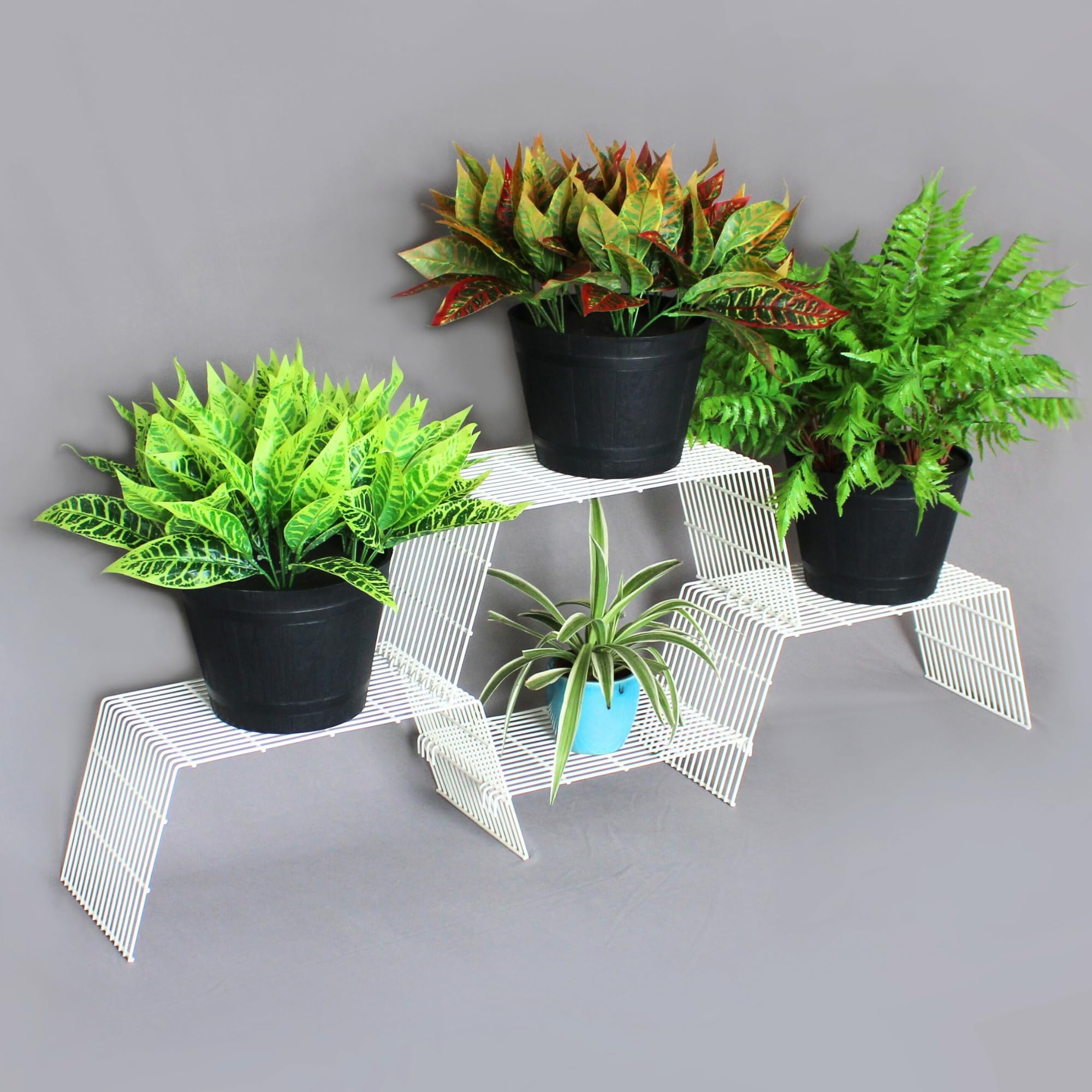 Meshable Tektona Corner Plant Stand Multiple Potted Metal Flower Pot