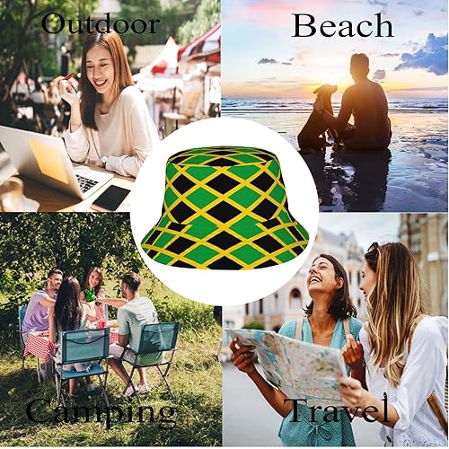 Miniatura 6 de Sombrero de pescador con bandera de Jamaica para hombre y mujer, sombrero de sol de verano, gorra de pescador abstracta para viajes al aire libre