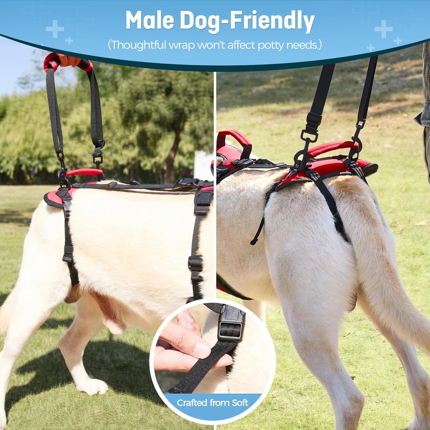 Dog Lift Harness for Extra Large Dogs, Heavy Dog Lifting Support Harness with Dual Handles, Strong Mobility Aid for Arthritis & Injury Recovery, Red, XL