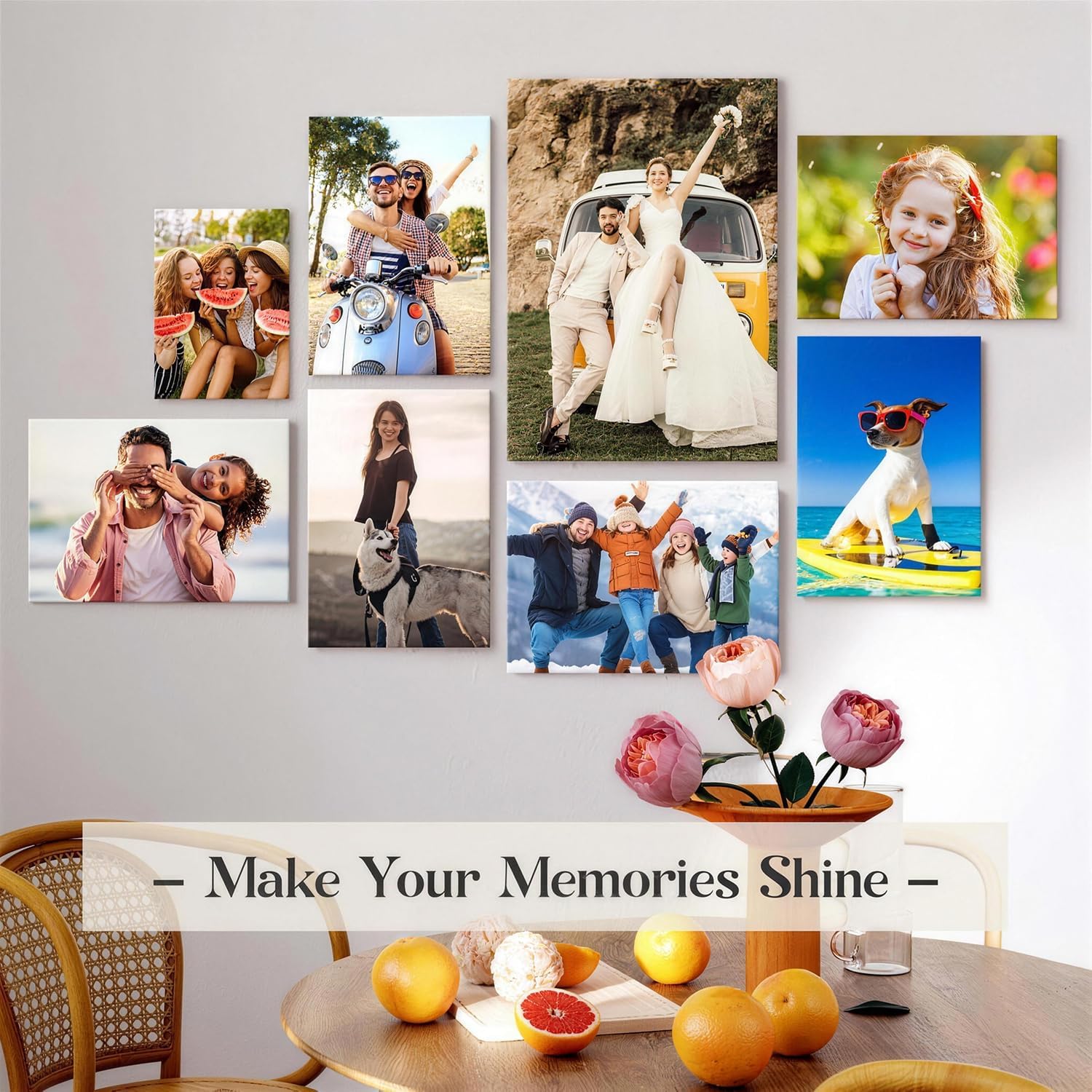 Custom Canvas Prints with Your Photos, Personalized Photo Canvas Wall Art Decor, Meaningful Keepsake Romantic Gift for Family Couple Wedding Pet Home Decor Display, Framed Artwork Poster, 16X24 inch