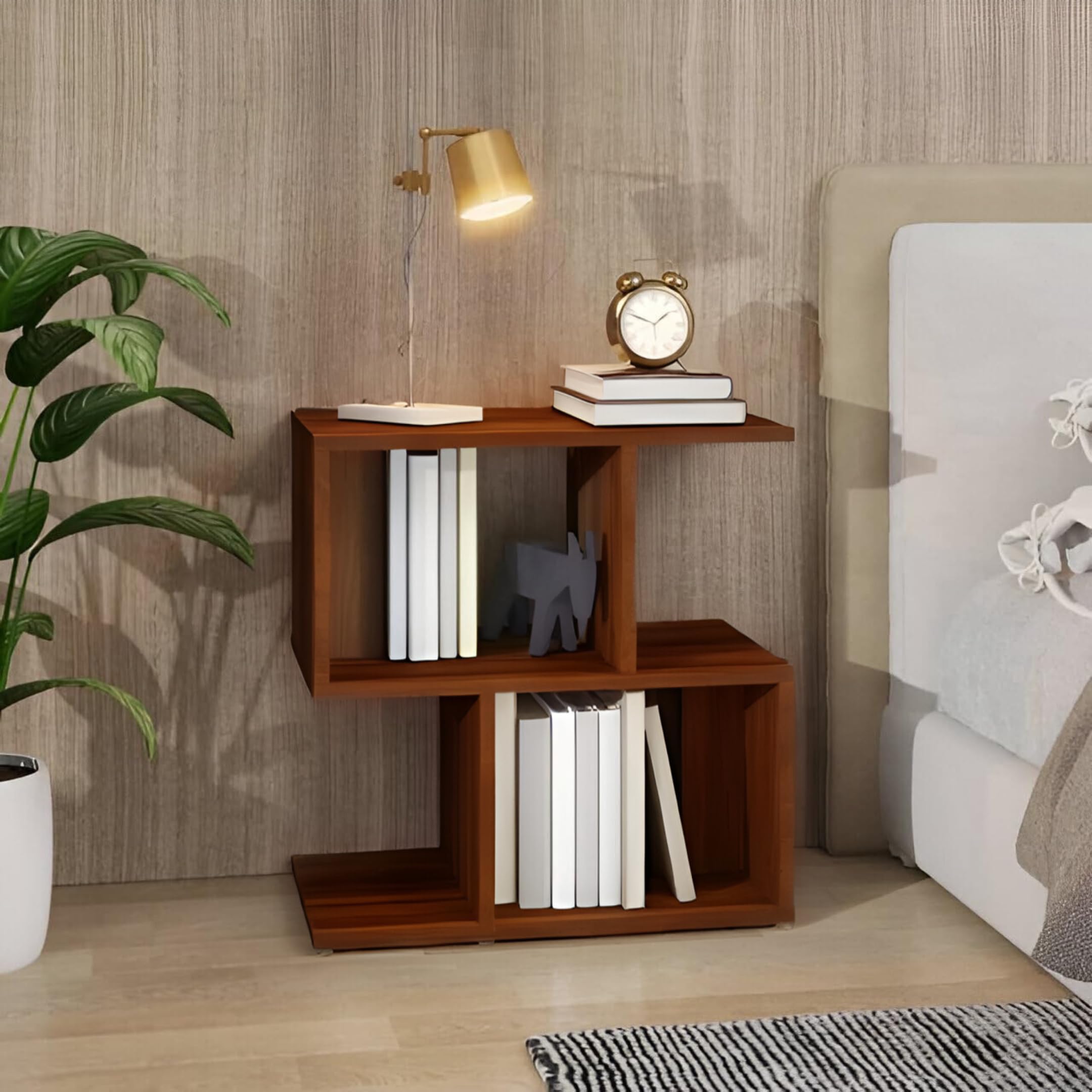 MATTERHORN Engineered Wood Bedside Table with Shelves – Modern End Table for Bedroom & Living Room, DIY Assembly, Teak Brown Finish (50 x 30 x 51.5 cm, Model MOBT-93101)-image-13
