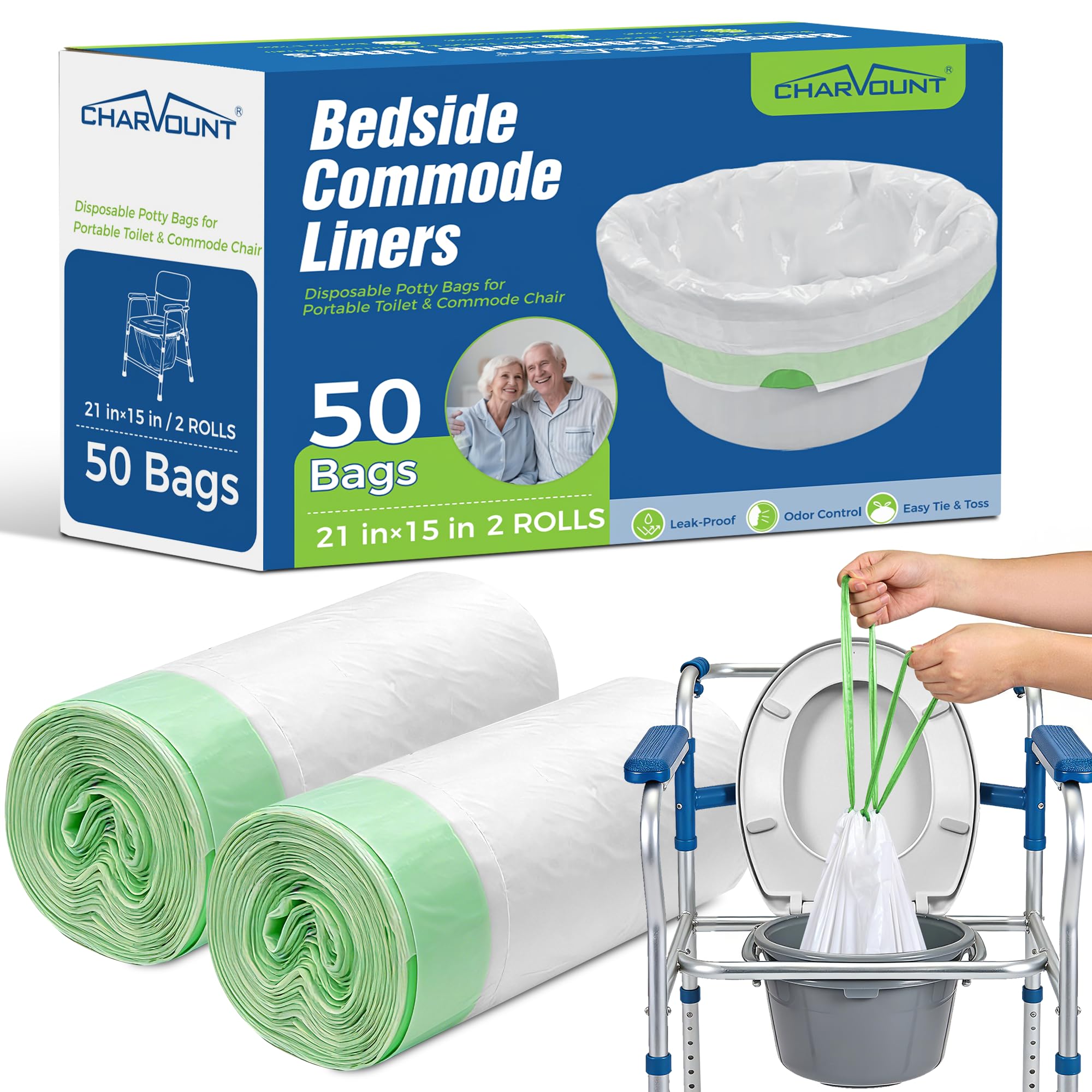 Bedside Commode Liners - Disposable & Leakproof -1