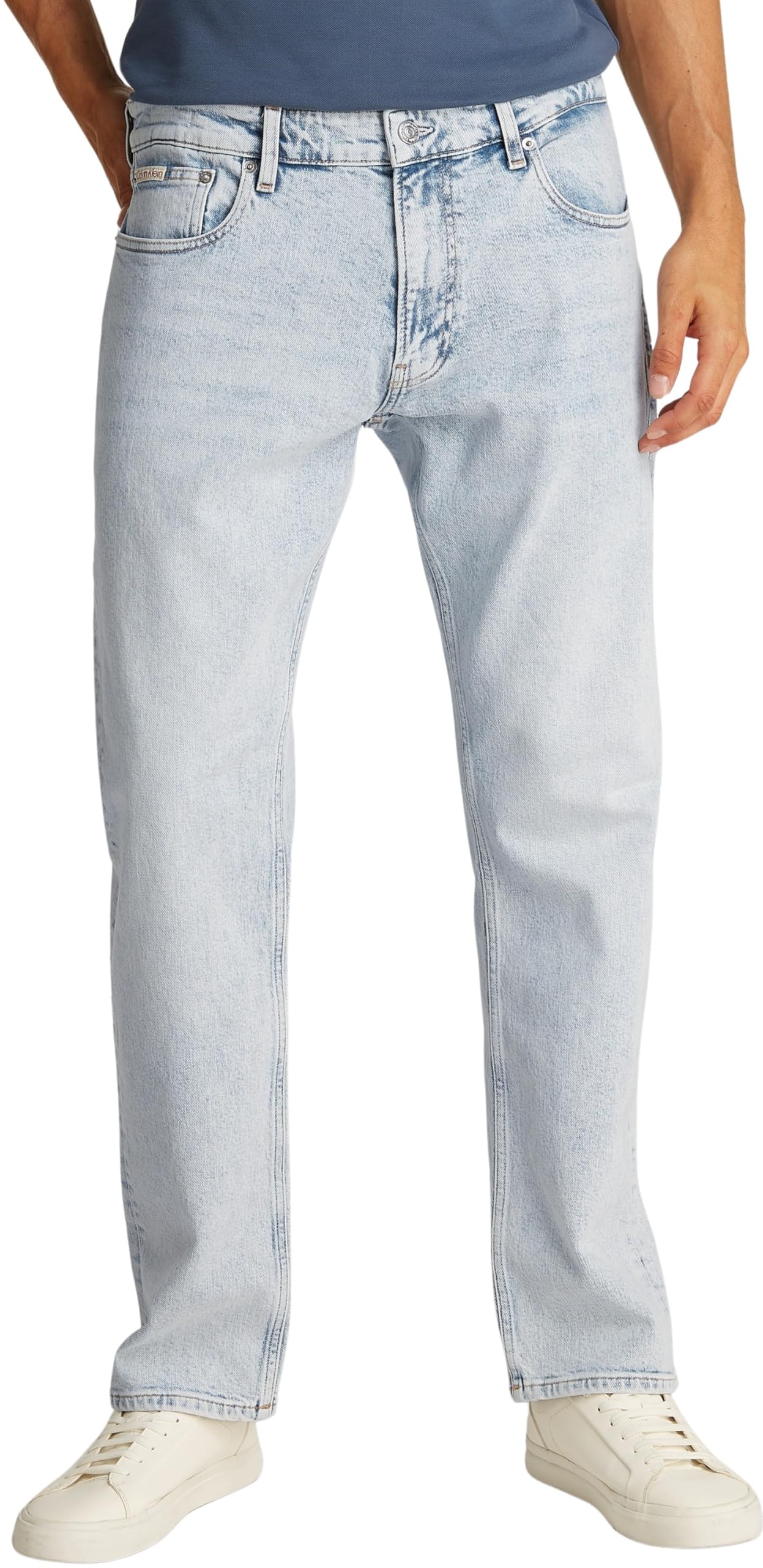 Calvin Klein Men’s Straight Slim Fit Jeans, Blue (Denim Light), 32W/32L