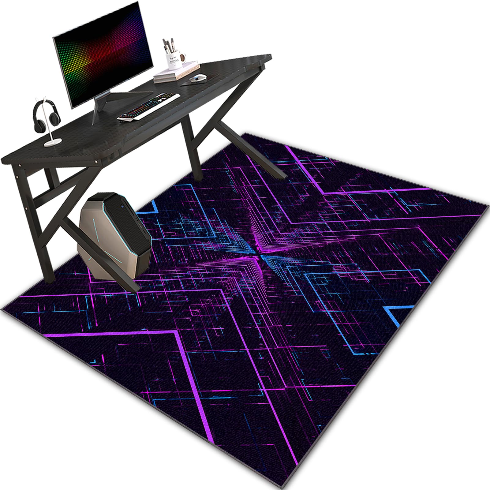 Alfombra para Silla Gaming 180 x 230 cm, Alfombrillas para sillas de Oficina, Protector Suelo con Ruedas, Alfombras para Sillas Antideslizante, Alfombra Silla Escritorio, Tapete para Silla de Oficina