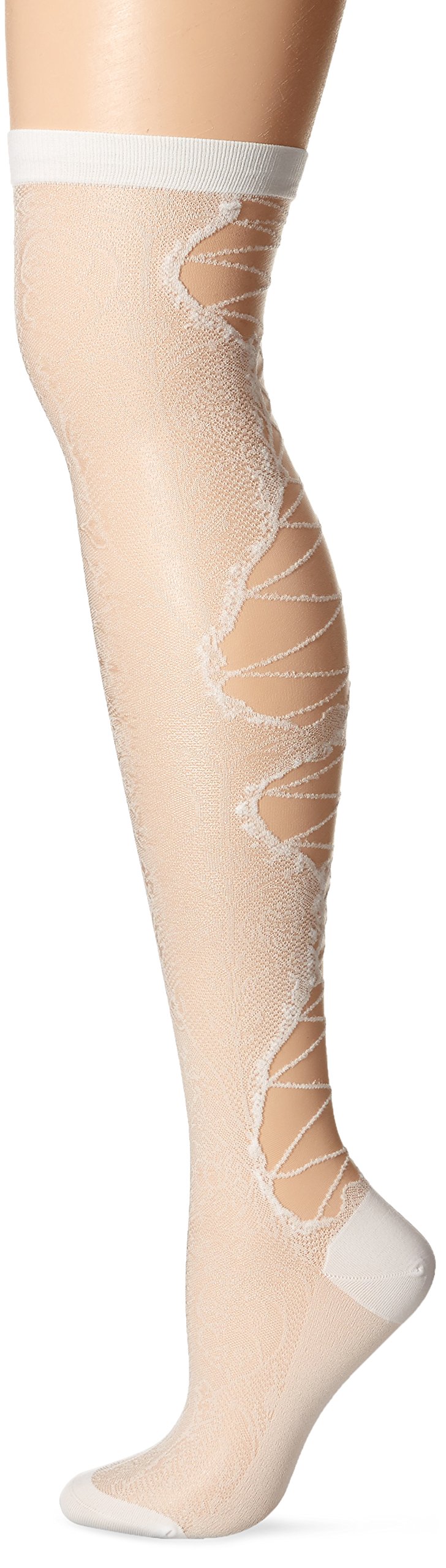 OzoneWomen's Lace Up Over The Knee Sock, White