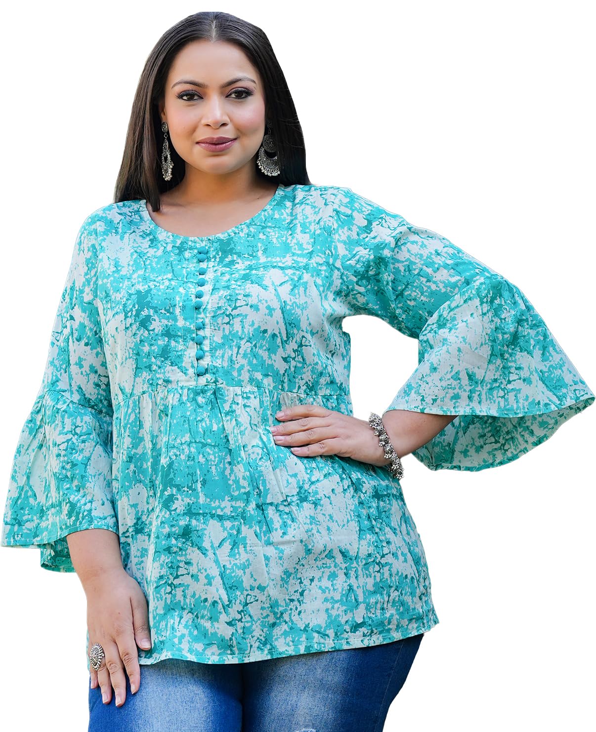 akiko Women's Cotton Tie and Dye Straight Top-picture-14