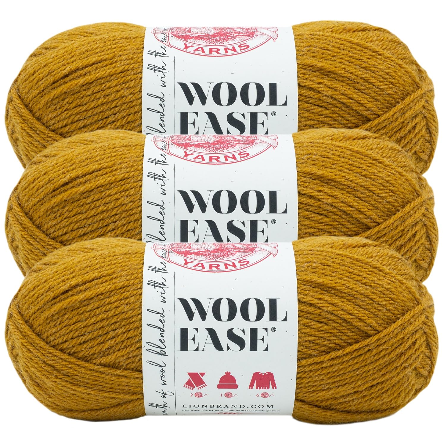 (3 Pack) Lion Brand Yarn 620-087 Wool-Ease Yarn, Arrowwood