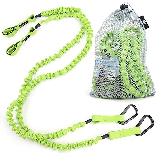 Gradient Fitness The 2 Pack Kayak Paddle Leash, 5-8 Feet Stretchable Paddle Strap with Carabiner Secure Leash Lanyard Rope