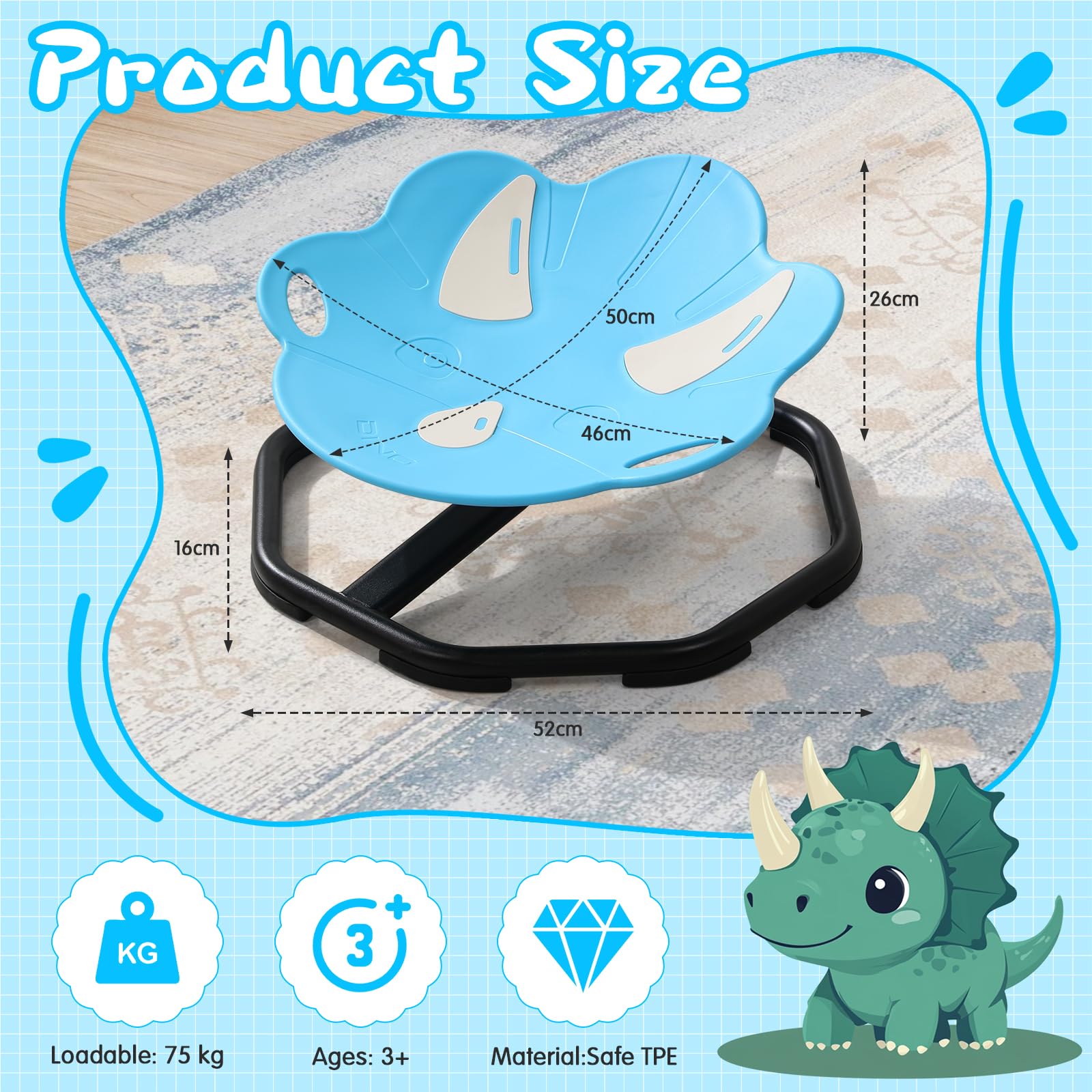 360°Silla giratoria sensorial para niños,Silla Sensorial Giratoria para Niños con Autismo, Carrusel Autismo Silla giratoria para niños con asa, Coordinación Física y Equilibrio, para 3+ niños y niñas
