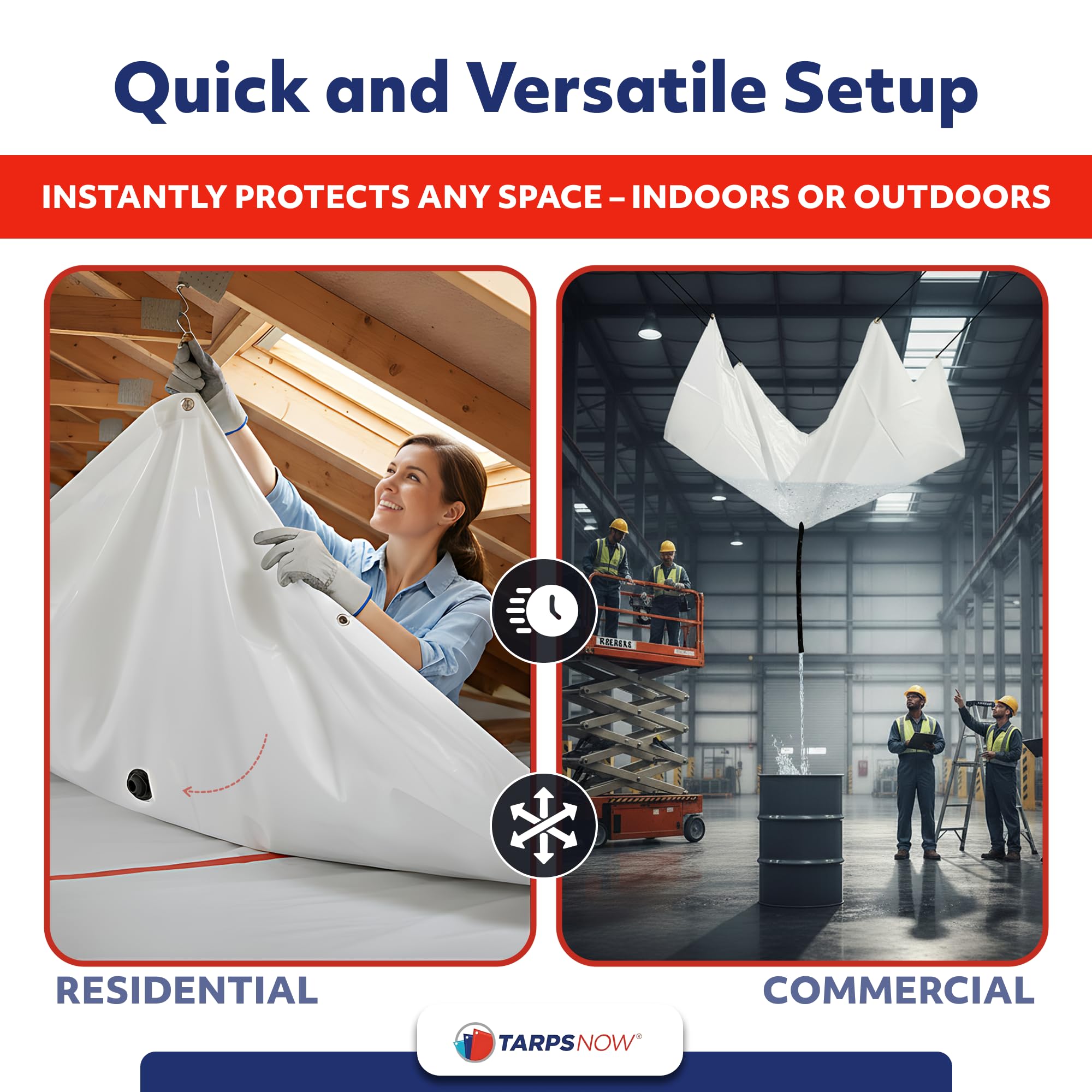7' X 7' Drain Tarp - Roof Ceiling Leak Drip Diverter Tarp Heavy Duty White 8 Pack