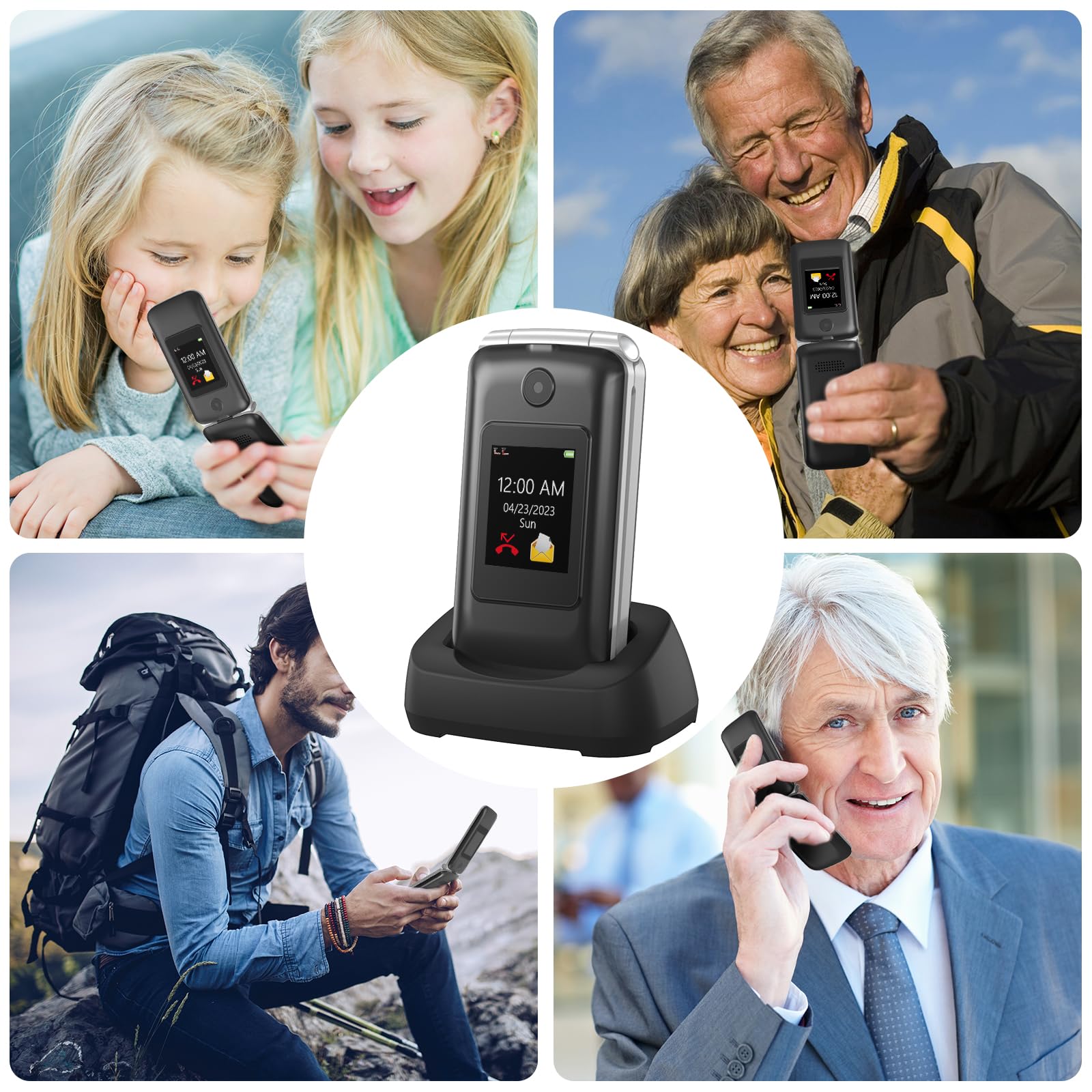 4G Telefono Movil para Mayores Libre con Teclas Grandes, Doble Ranura SIM, Fácil De Usar Teléfono Móvil Personas Mayores con Gran Pantalla de 2,8, Botón SOS,Cable USB C,Batería 1200mah,Base Cargadora