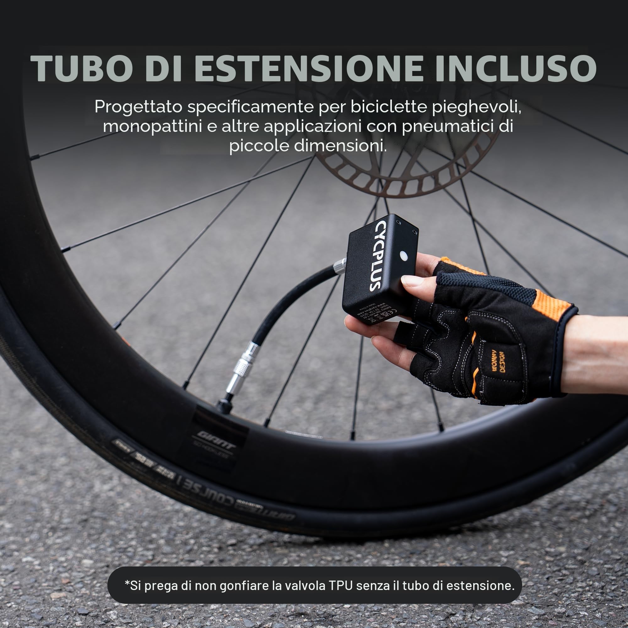 CYCPLUS Tiny E-Pump Pompa per bicicletta elettrica portatile 100 psi ricaricabile USB-C