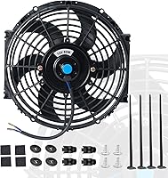 EVERESTWAY 10 Inch 12V 80W Slim Radiator Cooling Fan - Universal Black Electric Push/Pull Fan w/Mounting Kit