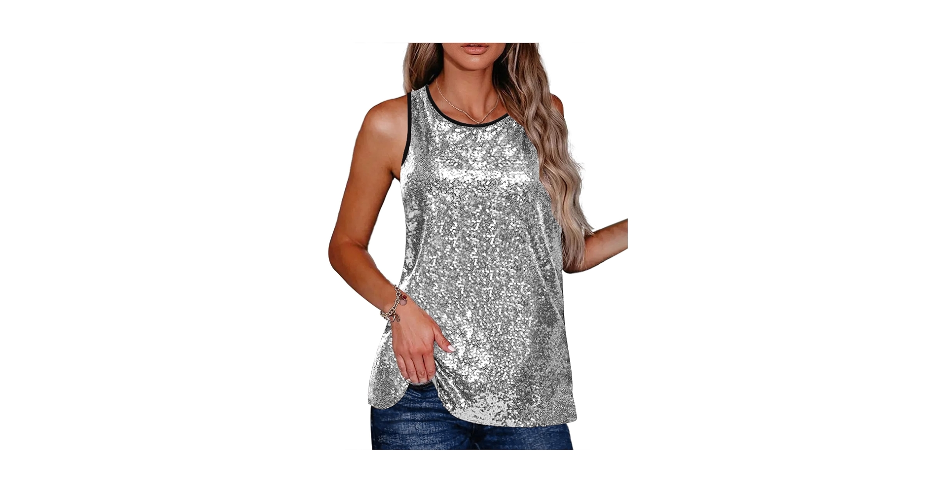 Zeagoo Womens Sparkle Shimmer Camisole Vest Glitter Sequin