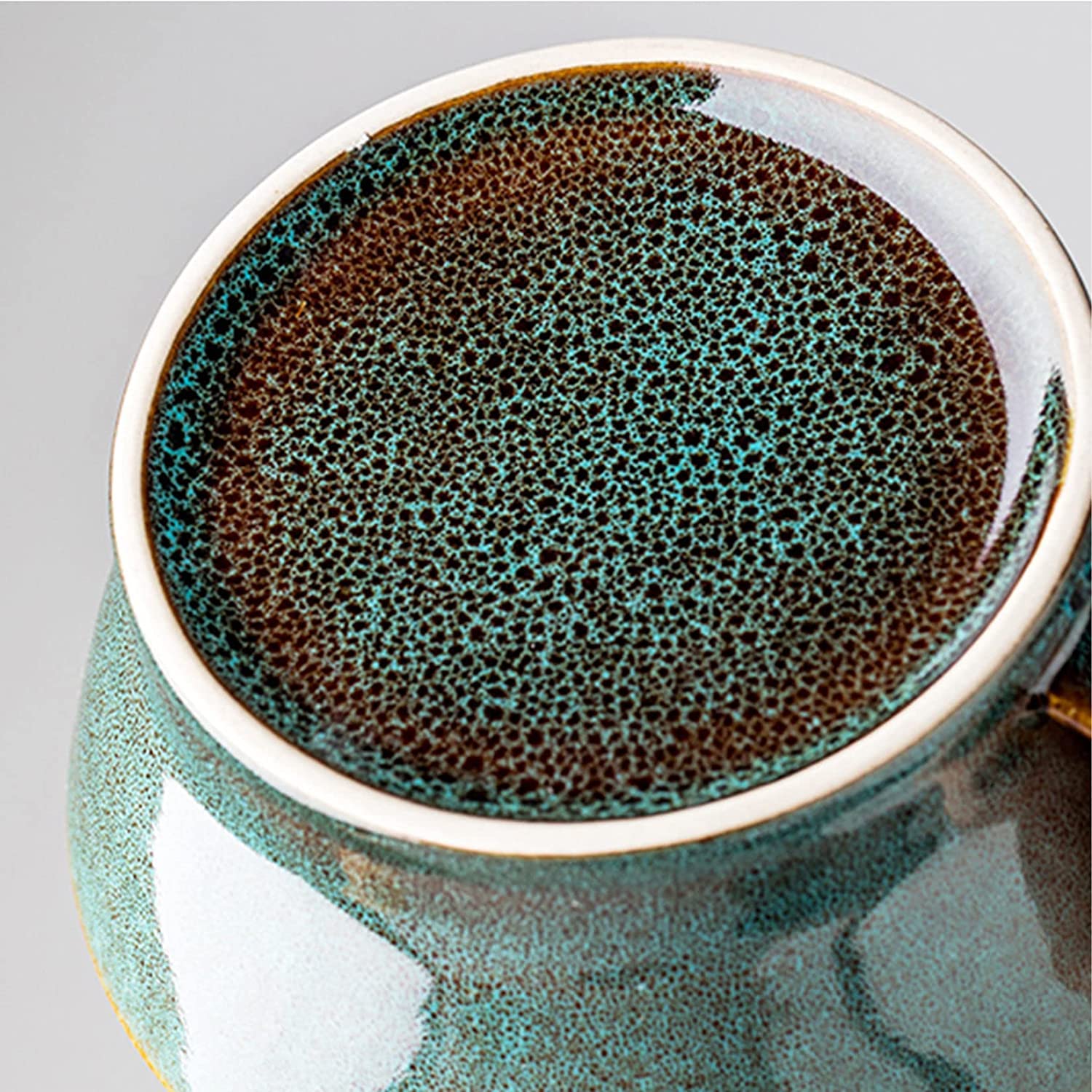 Tazón Grande, tazones de Sopa, cerámica con asa, Taza pequeña para Desayuno, tazón de Postre Verde, tazón de Sopa pequeño para microondas，Green-Green