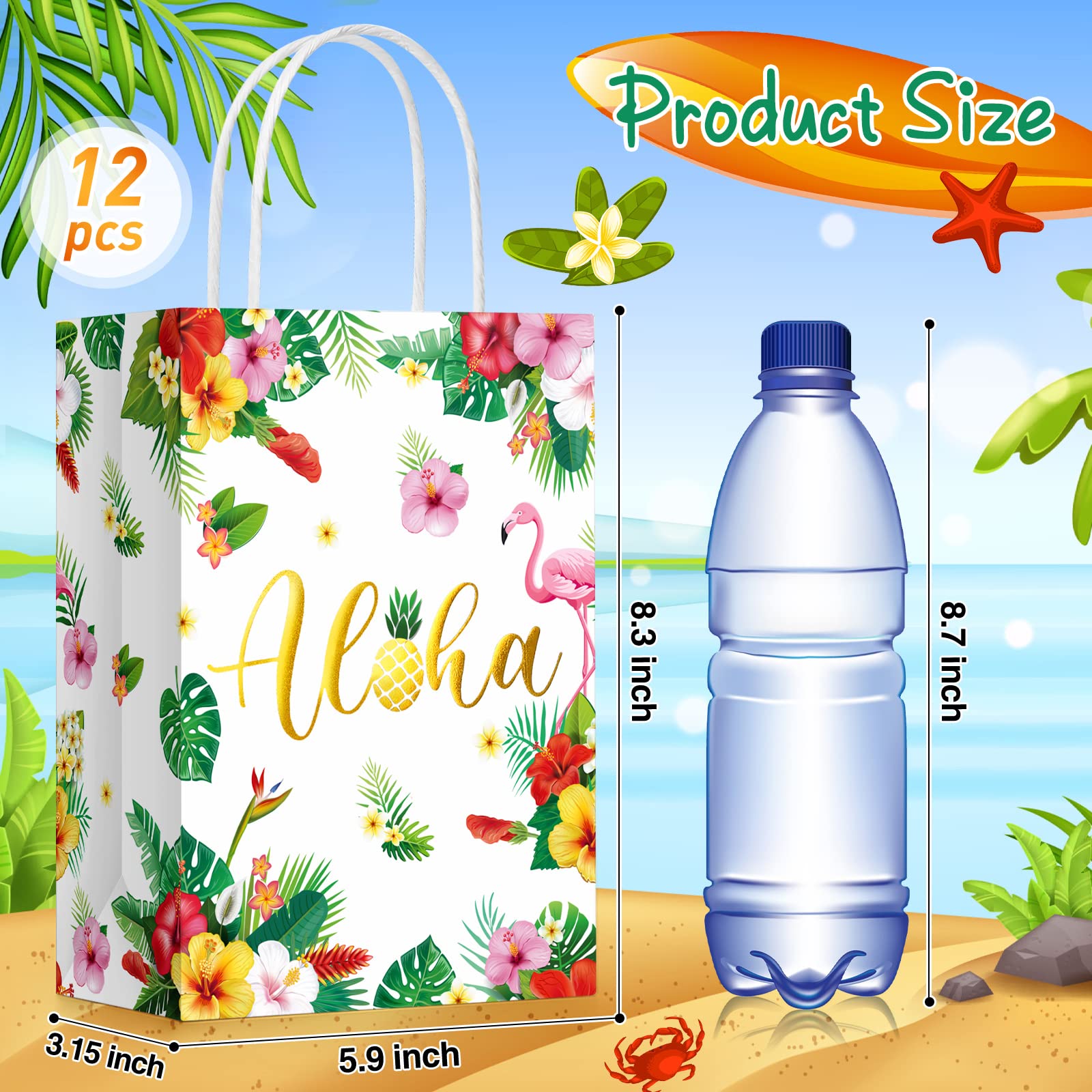 Hawaiiaanse Luau Cellofaan traktatiezakken, 100 stuks Flamingo Kokos