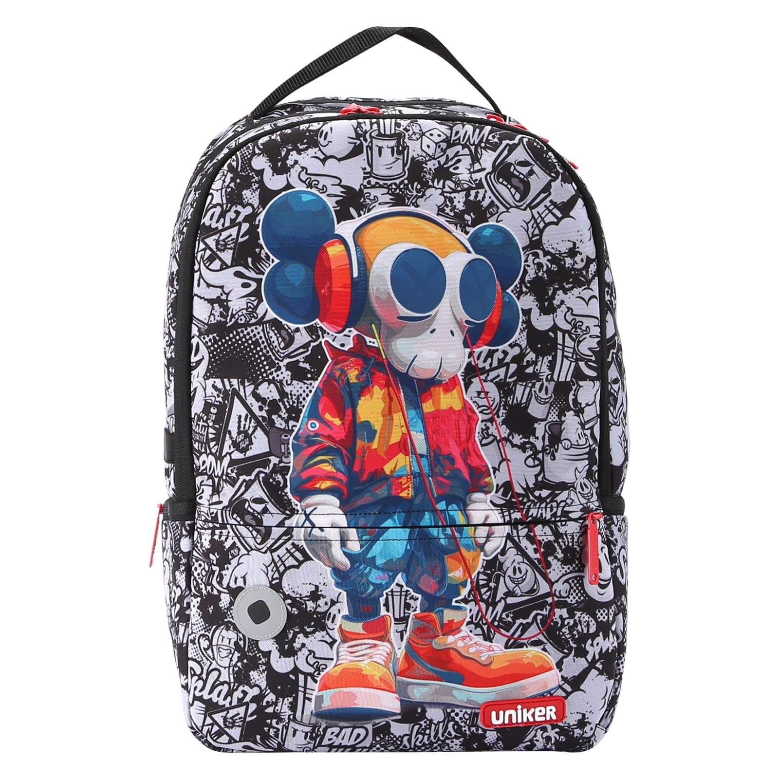 UNIKER Graffiti Backpack,Pattern Schoolbag,Cool School Backpack for Teens,17.5 Inch Laptop Backpack for Work,Computer Backpack Fits 15.6 Inch Laptop with USB Charging Port