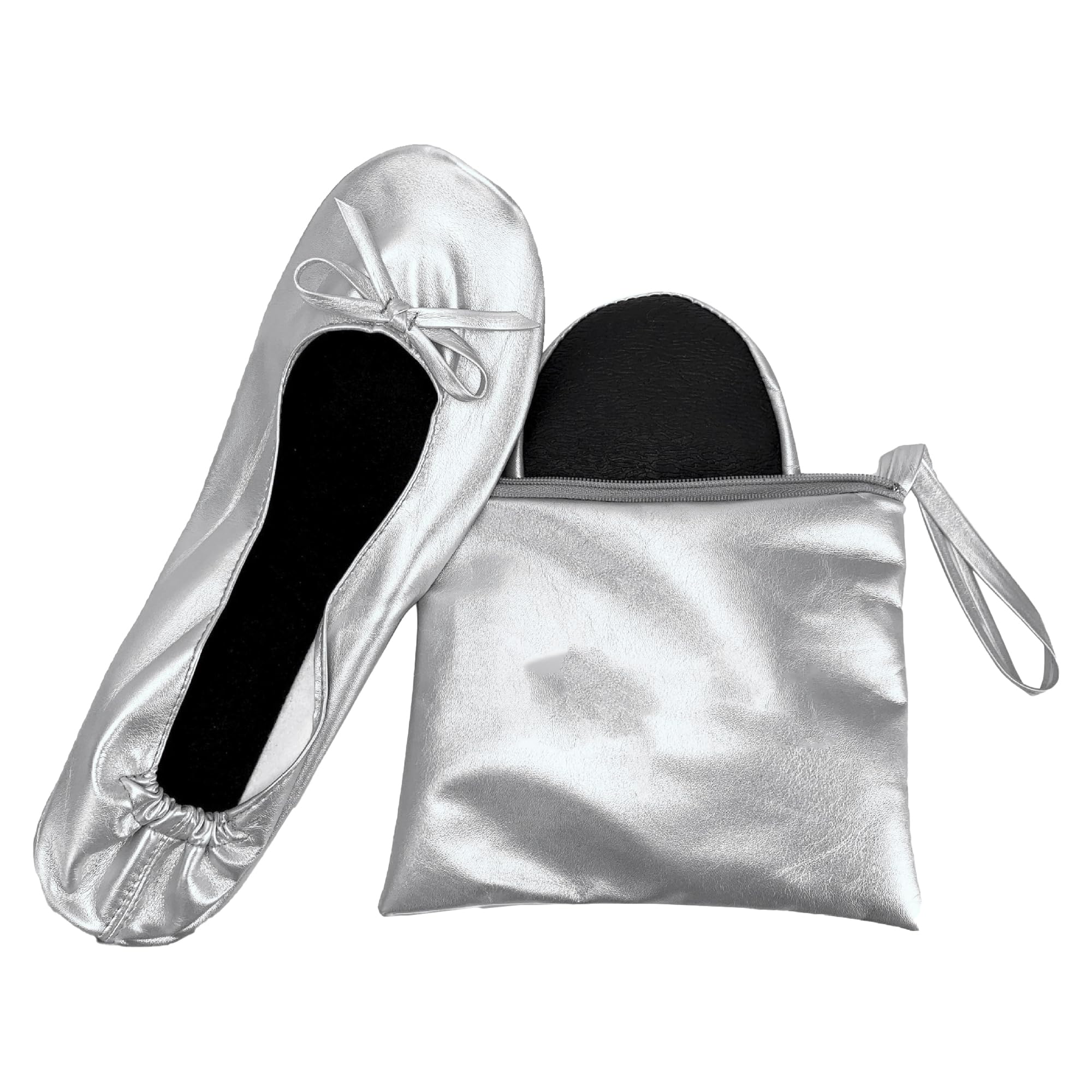 JJ PRIME Zapatos de fiesta con bolsa plegable, zapatos de ballet plegables enrollables