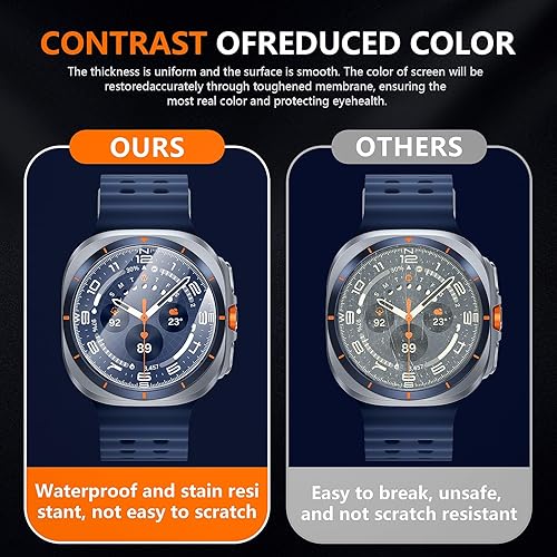 Miniatura 5 de Suoman Paquete de 2+2 para Protector de Pantalla de Cristal Templado para Samsung Galaxy Watch Ultra 47mm, Película Protectora de Pantalla de Vidrio