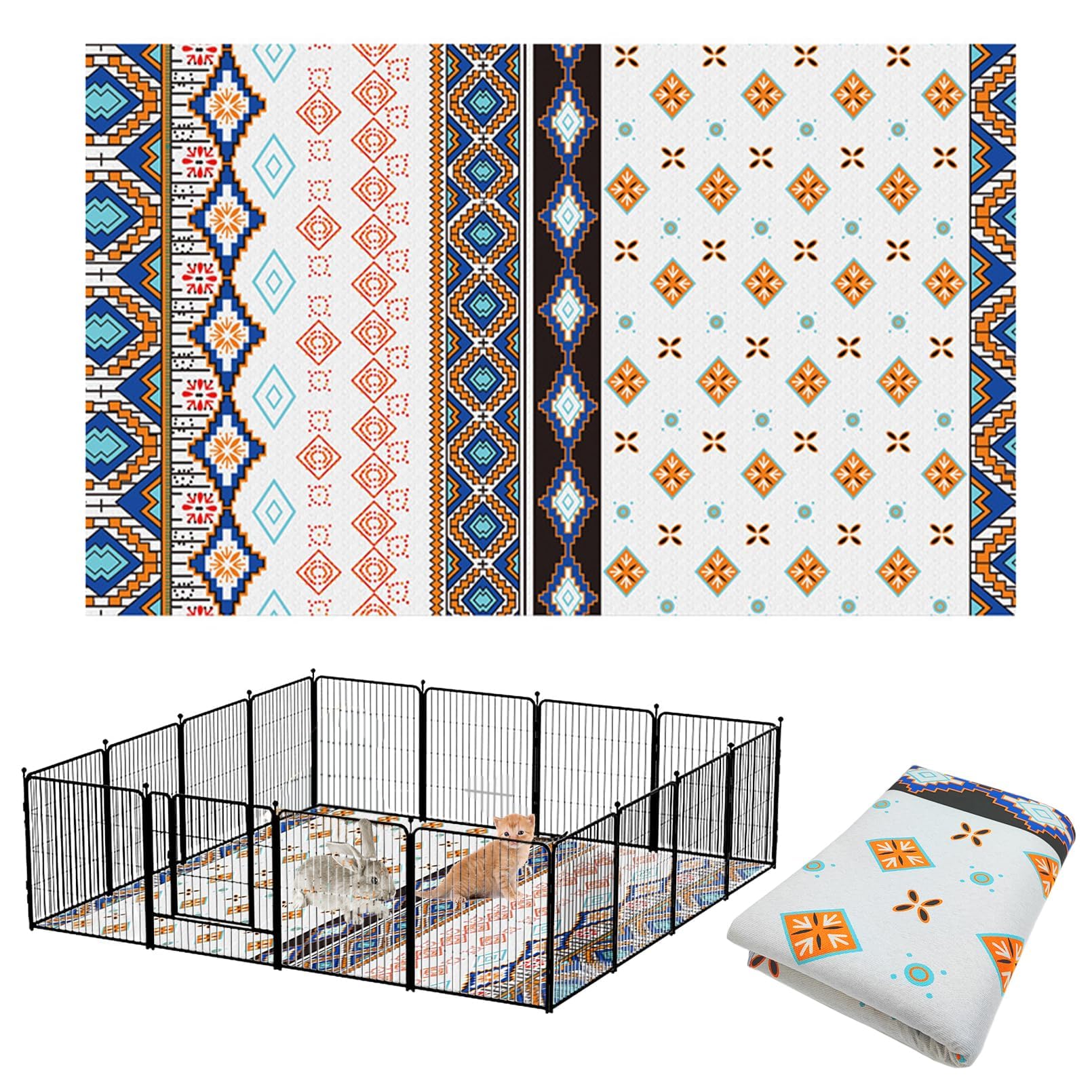 BNOSDM 79" X 55" Washable Bunny Cage Liners Large Rug for Rabbits Large Non Slip Pad for Bunnies, Rabbit Playpen Mat for Chinchillas Cats Guinea Pigs