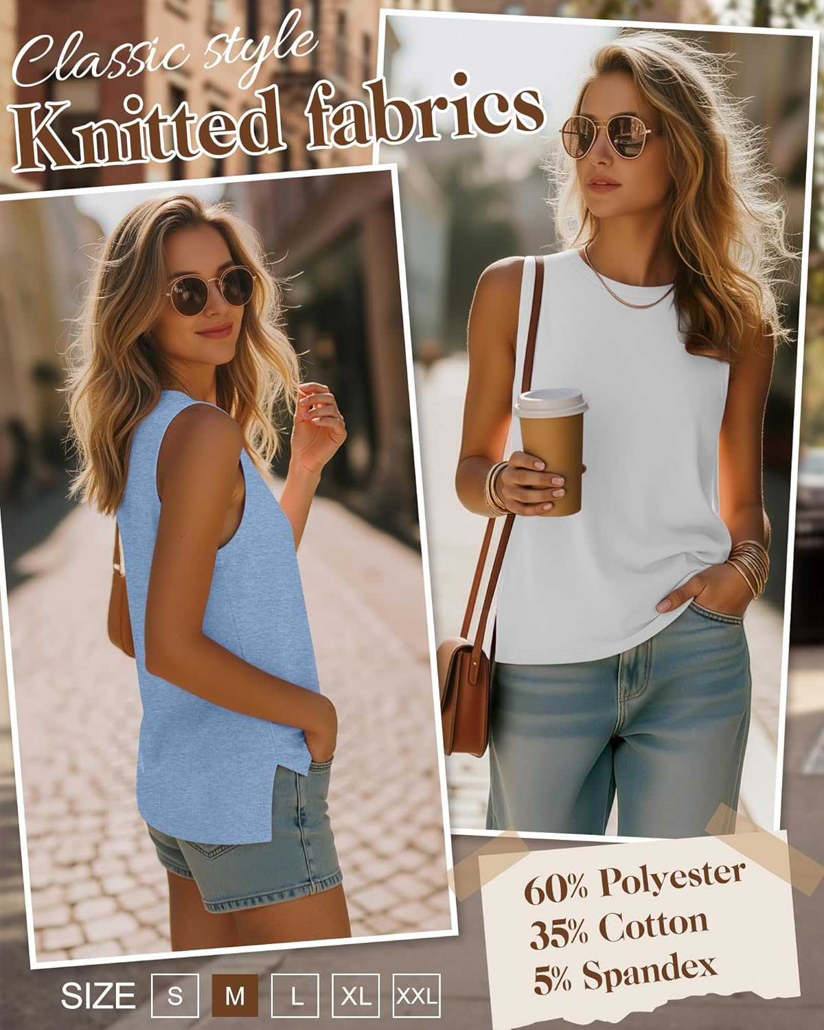 Ficerd 4 Pack Women's Sleeveless Tops, Casual Summer Loose Fit T Shirts Solid Color Tunic Tank Tops Ladies' Crew Neck - Image 5