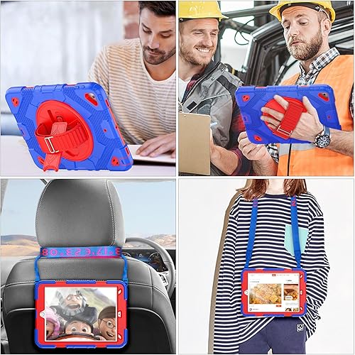 Miniatura 4 de SEYMAC stock Funda para iPad de 987 generación de 10.2 pulgadas con diseño de malla, protector de pantalla y soporte para lápiz correa de mano