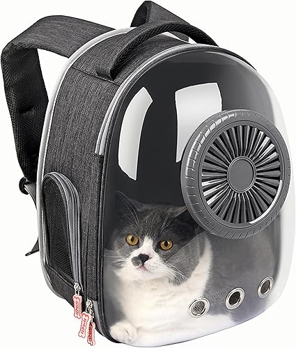 Mochila para gatos, mochila para perros, refrigeración por ventilador, transportador de viaje aprobado por aerolíneas, senderismo y uso al aire libre