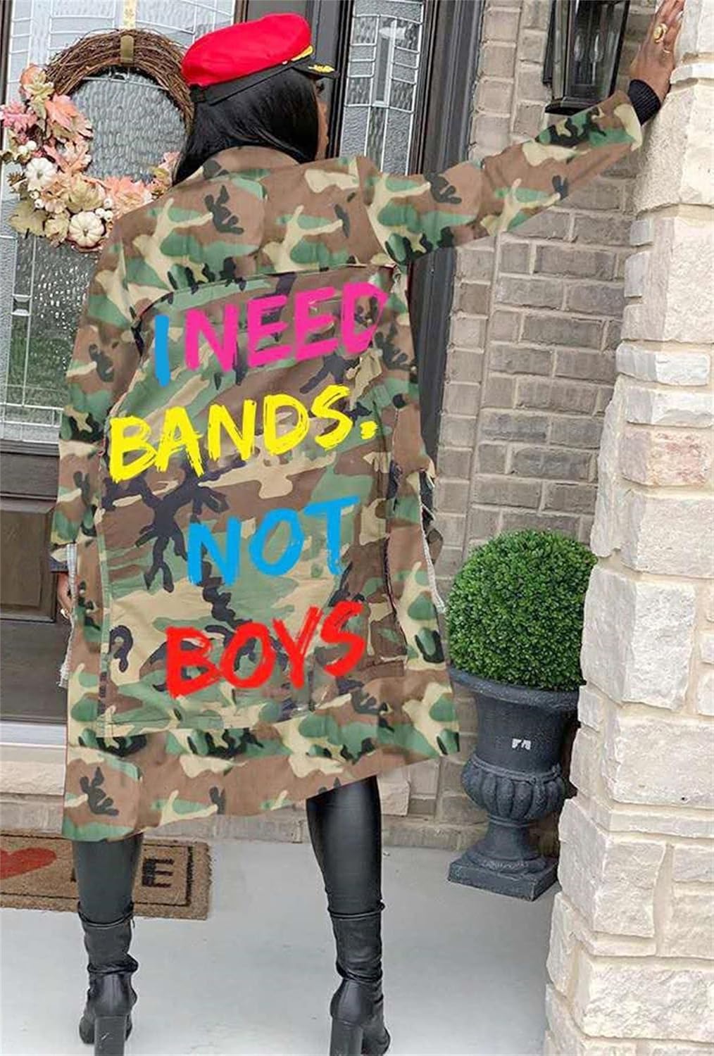 Sexy Camouflage Jacket for Women Army Fatigue Long Cargo Jackets Trench Coat Plus Size - Image 3