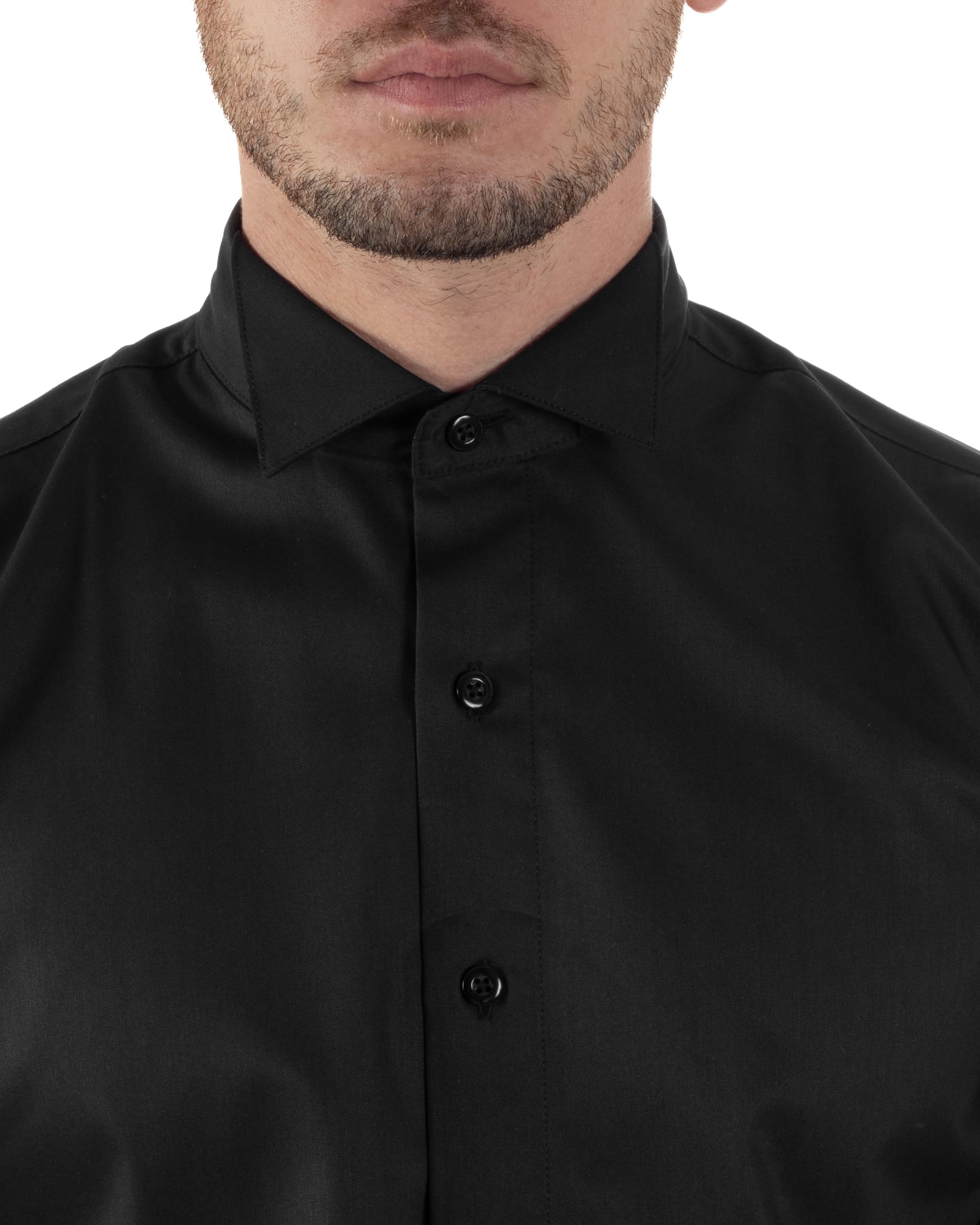Camicia Uomo da Smoking Collo Diplomatico Slim Fit Basic Casual Elegante Cerimonia Tinta Unita Vari Colori