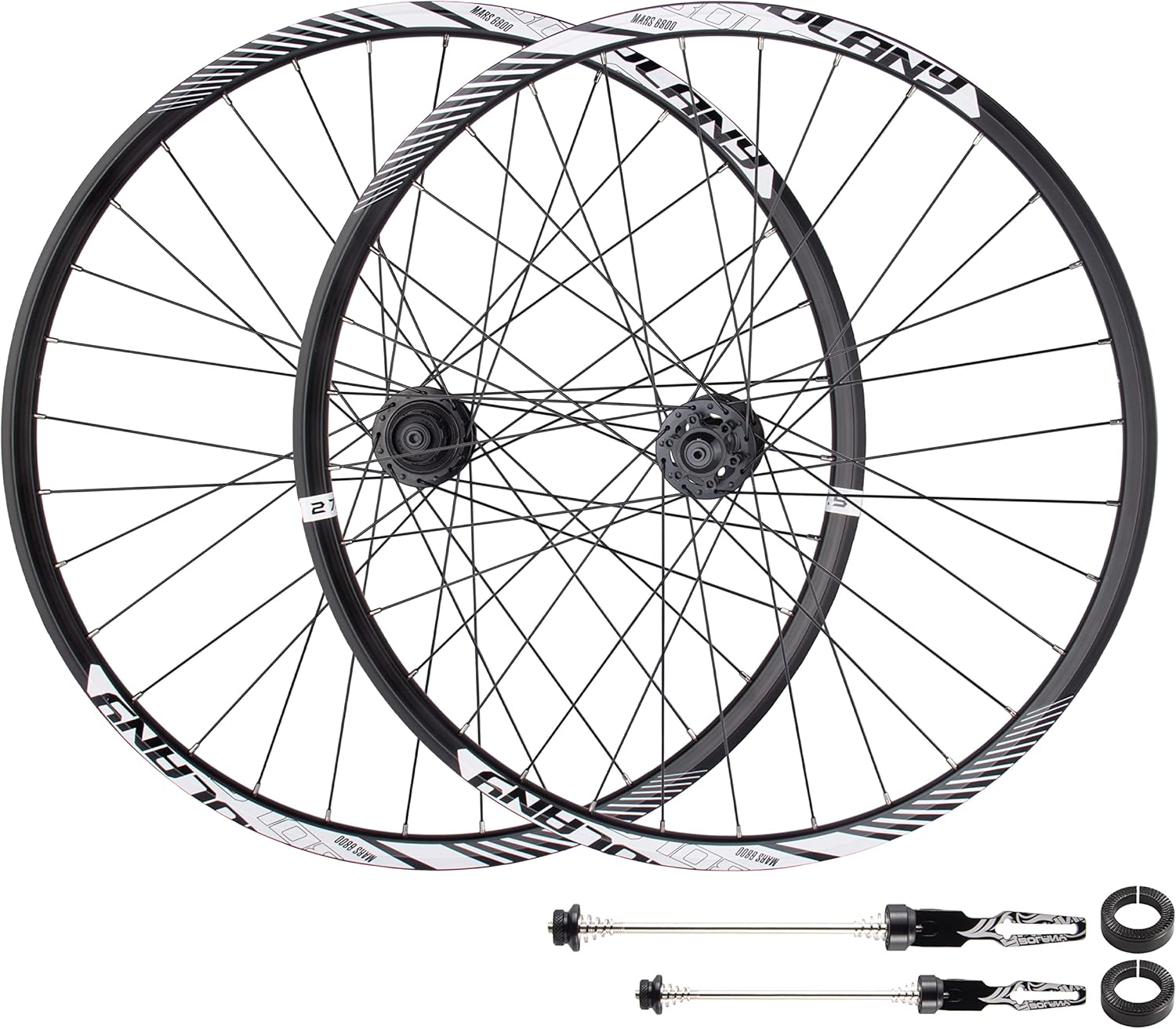 BOLANY 26/27.5/29 Inch MTB Wheelset with Quick Release Skewer and Thru-Axle End Cap Disc Brake 32 Holes Bike Hub Aluminum Alloy Mountain Bike Wheels Fit for 8-11S Cassette