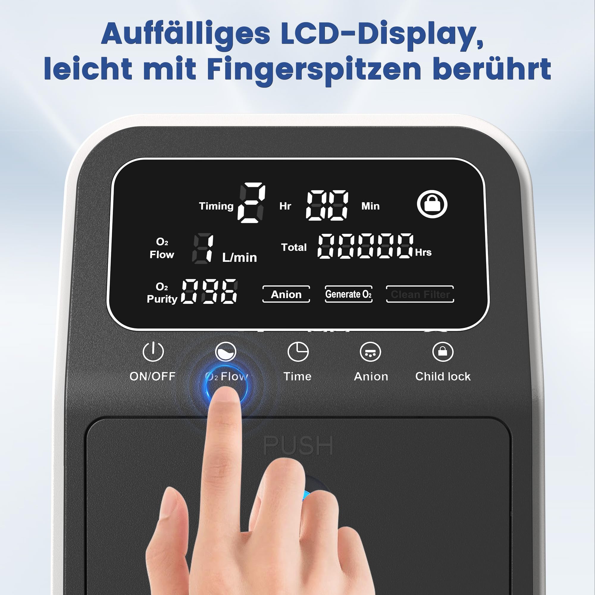 Sauerstoffgerät für Zuhause, Sauerstoff 30% ~ 90% Reinheit 1-9L/min Durchfluss, Remote Sauerstoffkonzentrator für Zuhause, Sauerstoff & Inhalation 2-in-1, 4-Stunden-Timer
