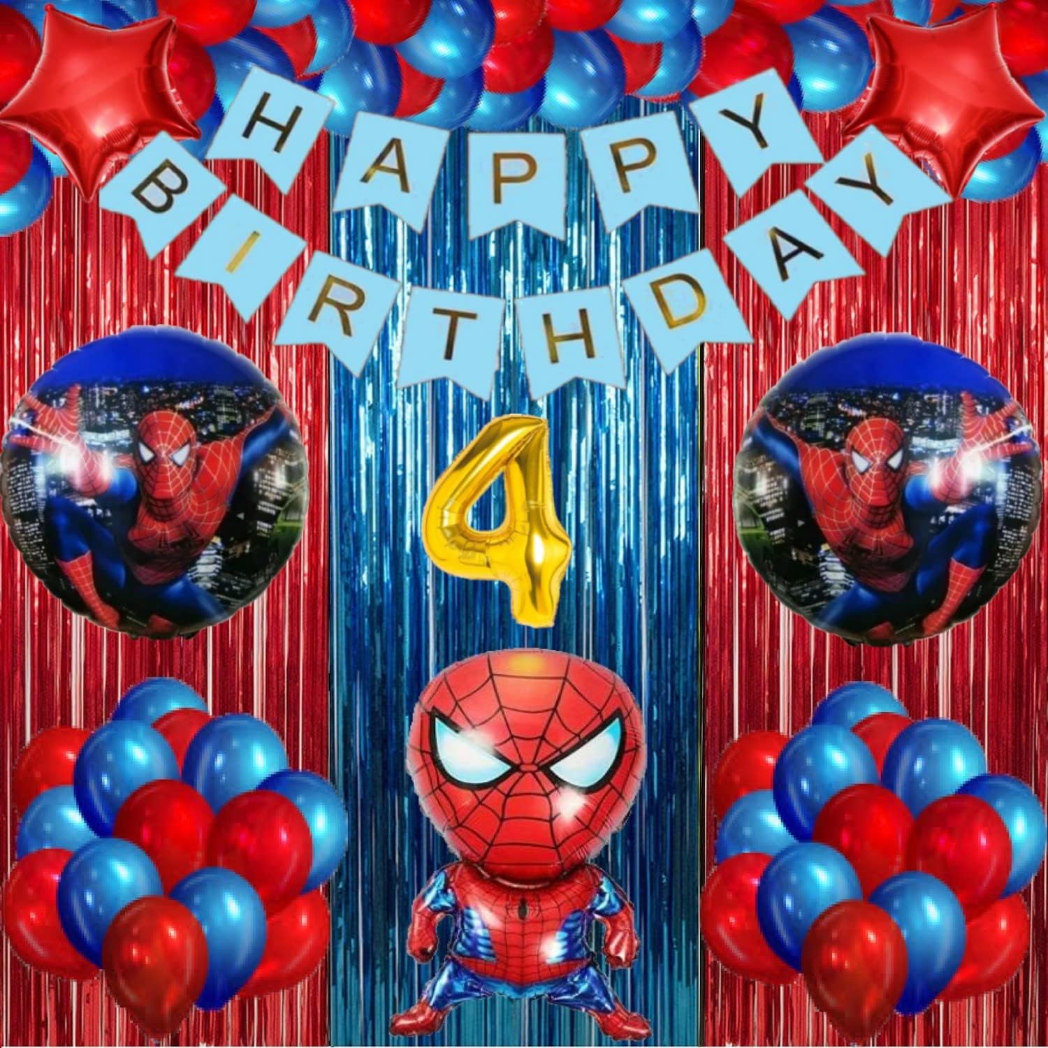 Urban Classic theme Happy Birthday Decoration kit for Boys and Gilrs(4th Birthday)