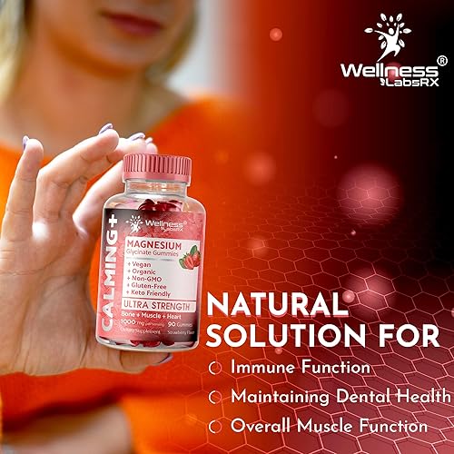 Miniatura 6 de Gomitas de glicinato de magnesio, 1000 mg - Suplemento de magnesio para apoyar la relajación, la salud del corazón - Gomitas de magnesio calmadas