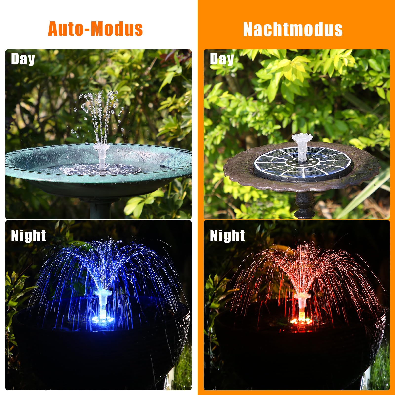 AISITIN 5,5W LED Solar Springbrunnen für Außen mit Verstellbare Stützstange Buntes Teichpumpe Solarbrunnen mit verschieden Düse, Wasserpumpe Fontäne Pumpe mit Batterie für Gartenteich,DIY Wasserspiel