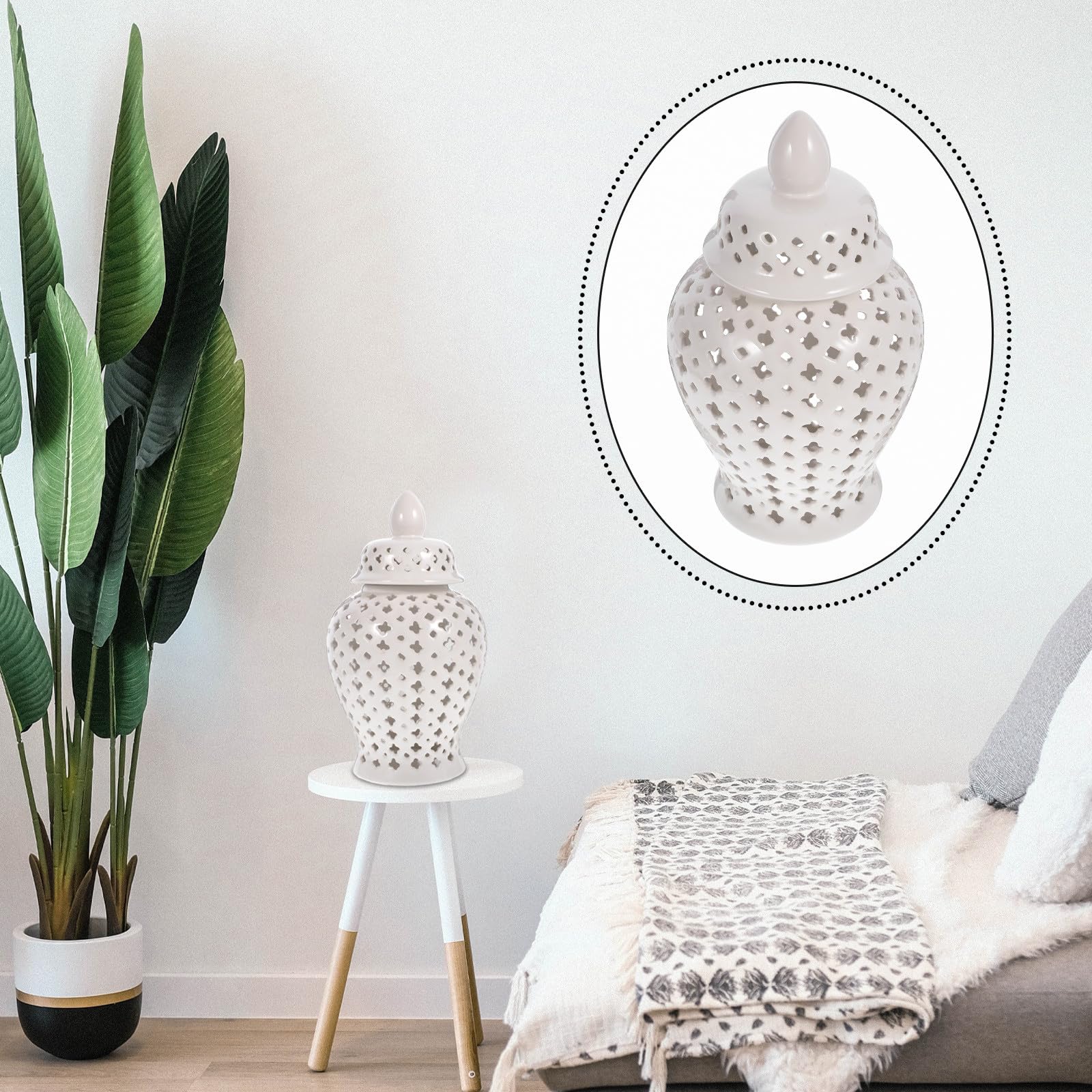Hohle Keramik Blumenvase als Tischdeko Robuster Blumenhalter für Hochzeitsfeier und Inneneinrichtung Geeignet für Terrasse Balkon und Wohnzimmer