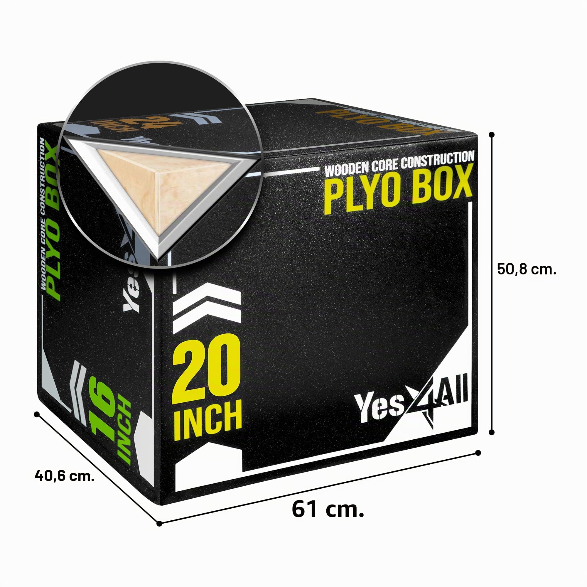 Yes4All 3 in 1 Soft Plyo Box Wooden Core, Boîte plyométrique en mousse pour l'exercice, le MMA, l'entraînement plyométrique, disponible en 4 tailles