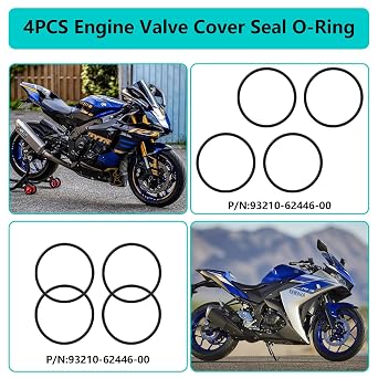 4PCS Engine Valve Cover O-Ring Gasket Valve Cover Seal 93210-62446-00 Compatible with Yamaha XVS 1100 XT600 XVS 650 XVS650 SRX600 TT 600650 (Color : 4 Rings)