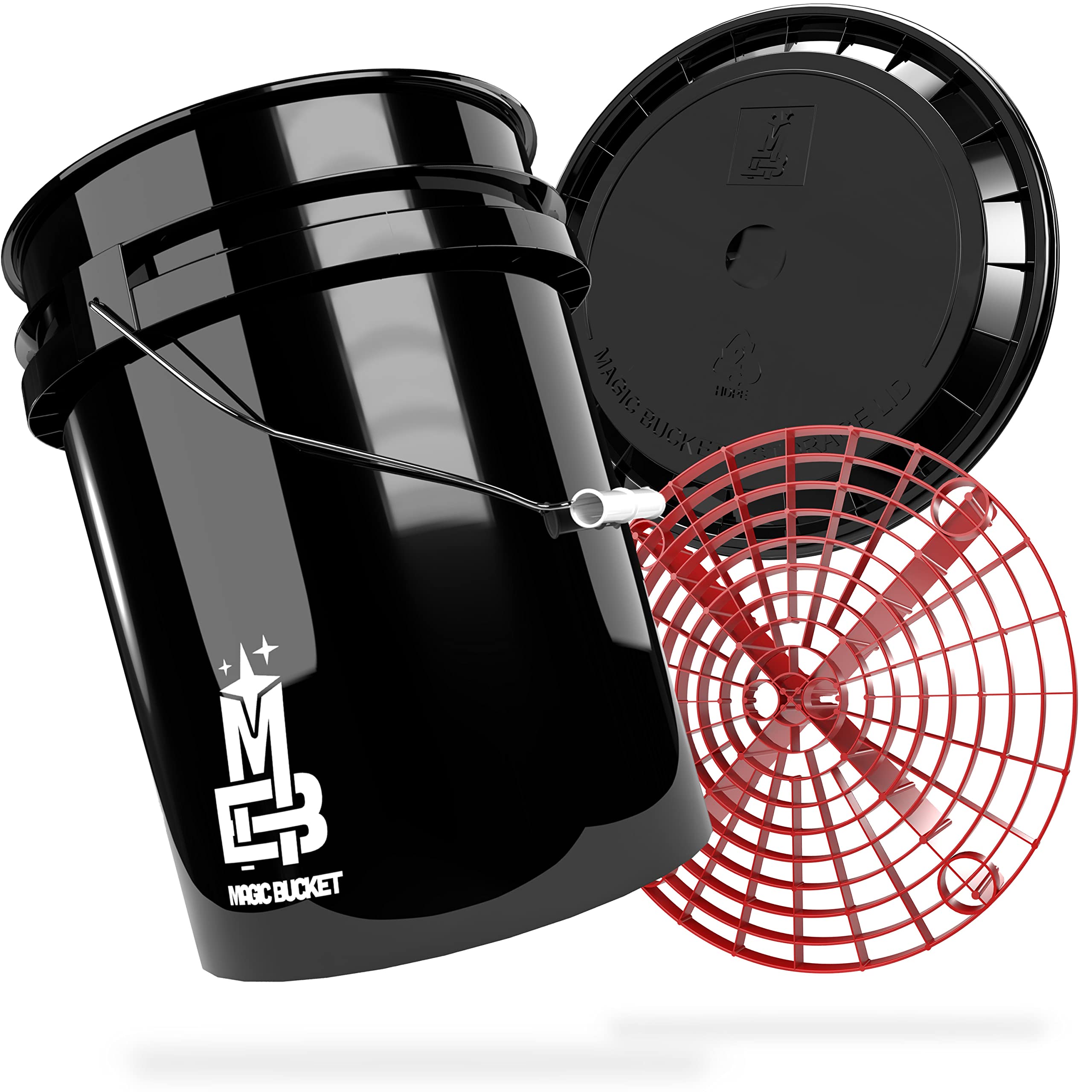 Magic Bucket | Paquete de Lavado a Mano | Cubo de Lavado con Tapa de Cubo a Juego 5 US GALLONS Aprox. 20 litros | con Inserto de Cubo Grit Guard Colador de Suciedad | Set de Lavado