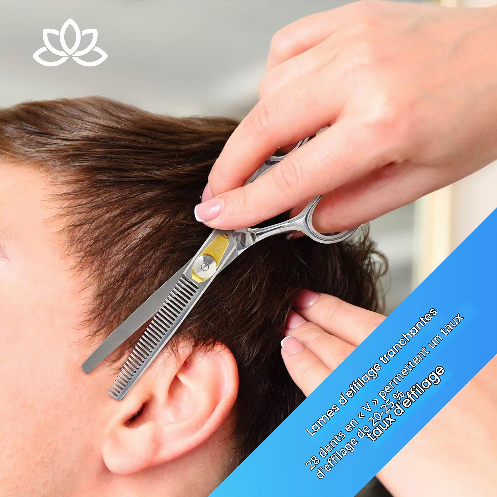 Equinox International Egde Series Ciseaux de coiffeur et barbier en acier inoxydable japonais, longueur 16,5 cm