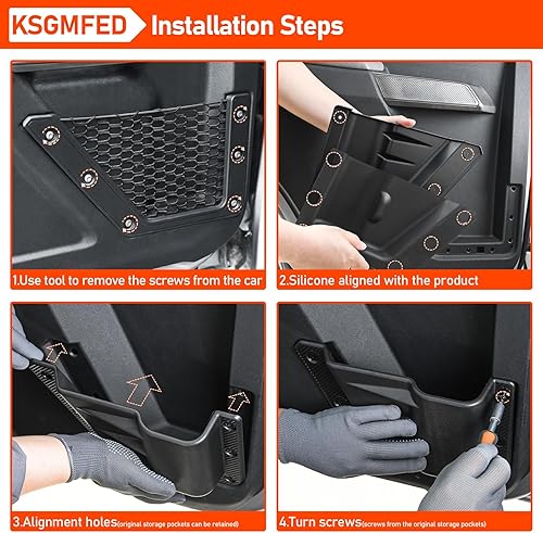 Miniatura 5 de Bolsillos de almacenamiento para puerta delantera compatibles con accesorios Ford Bronco, caja organizadora lateral para puerta 2021 2022 2023