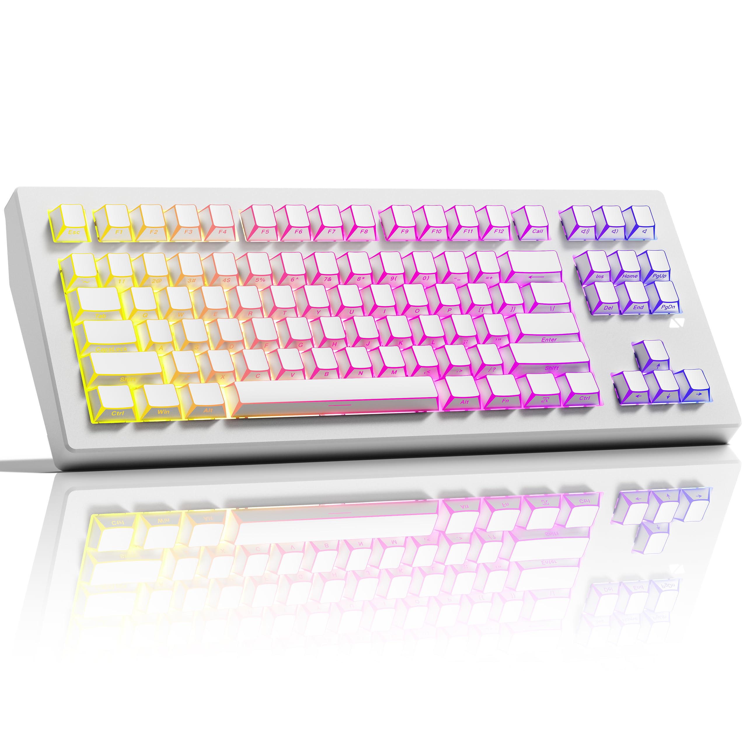 ZORNHER CG870 Wireless Mechanical Keyboard 80 White Gaming Keyboard Creamy Keyboard Shine Though Double Shot Keycaps Creamy Sounding