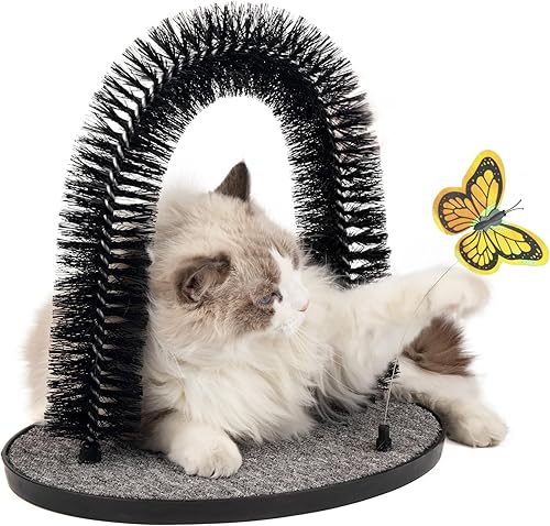 PetPrime - Rascador de arco para gatos, rascador de espalda de gato, masajeador de arco para gato, cepillo rascador de auto aseo para gatos, versión